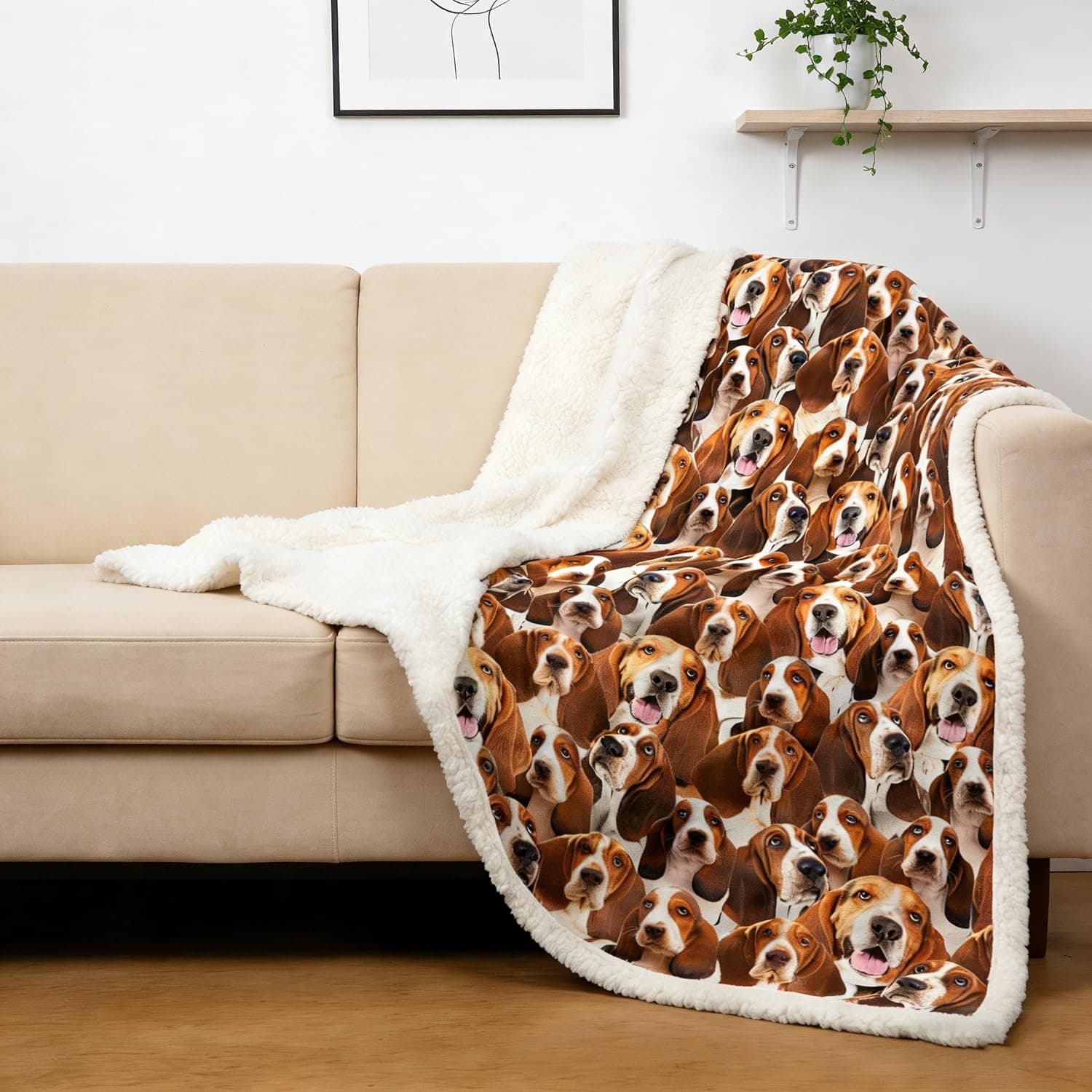 BlessLiving Basset Hound Cobertor felpudo de micro lã cobertor infantil filhote de cachorro cobertor de lã de ovelha cobertor de pelúcia camas de solteiro Bassett Hound presentes para mulheres adultas