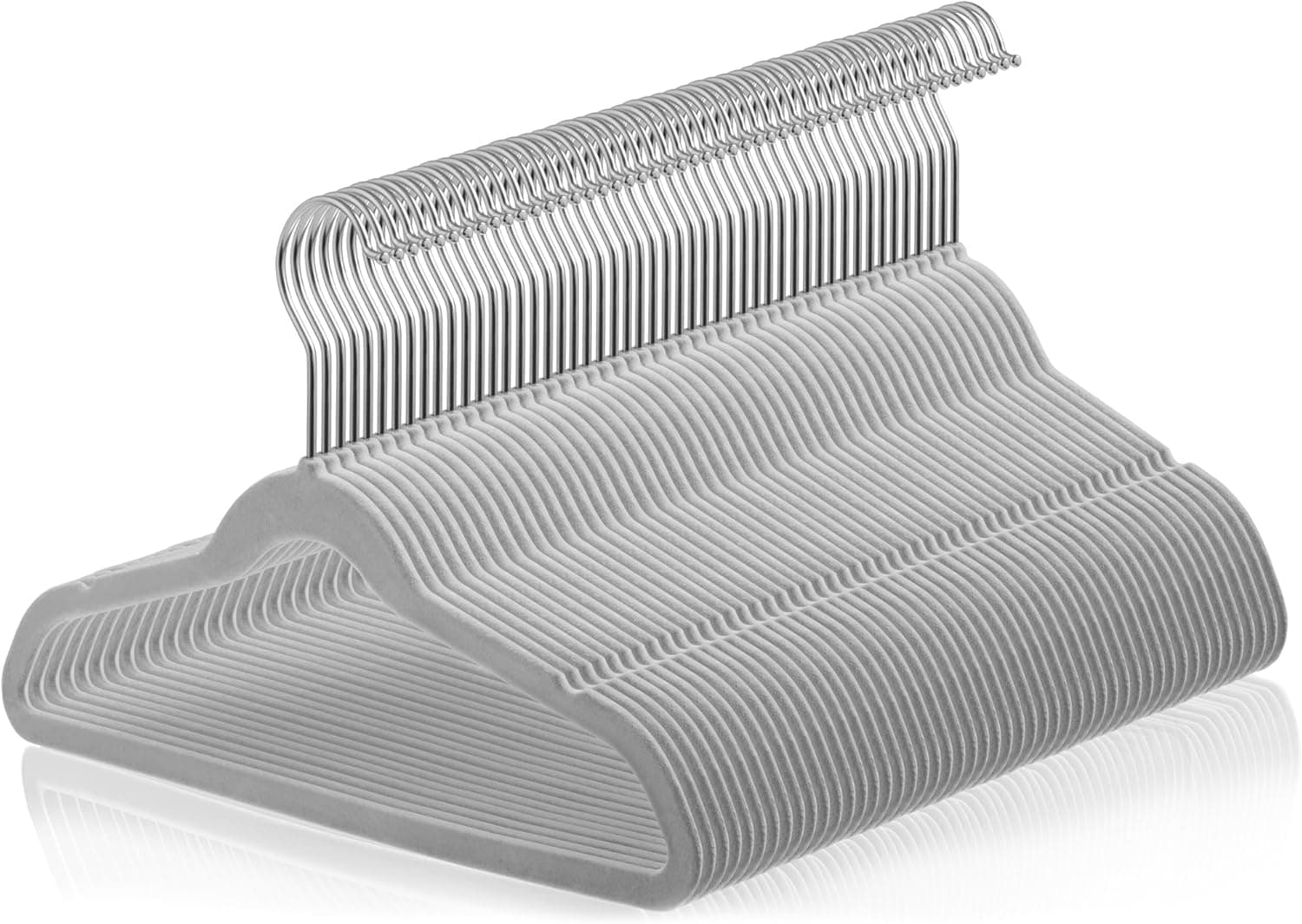 Casafield 50 cabides infantis de veludo - tamanho de 35,5 cm para roupas infantis - cinza