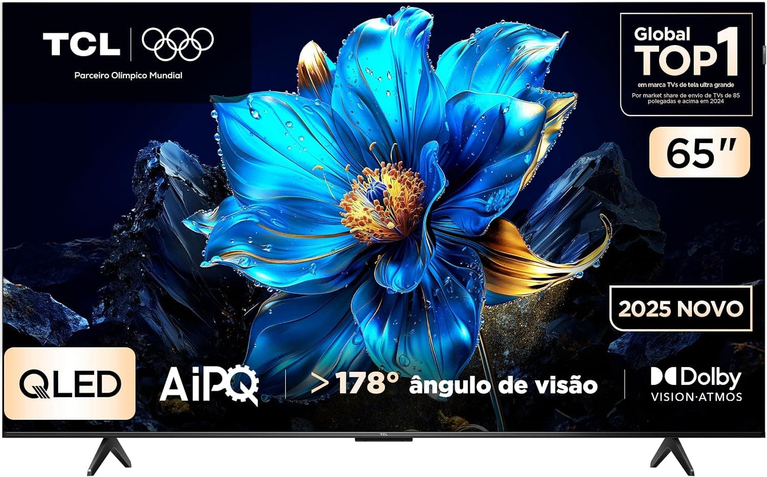 Smart TV TCL 65 Polegadas QLED 4K P7K WiFi Bluetooth Google TV HDR10+ Dolby Atmos Dolby Vision 65P7K