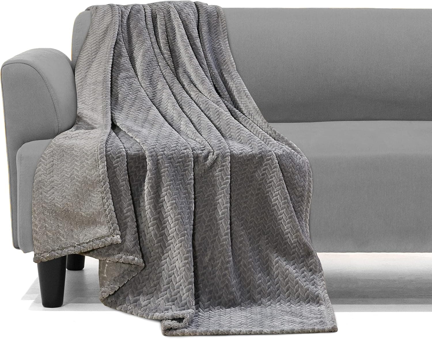 Elegant Comfort Cobertor leve estampado - todas as estações, ultra macio, aconchegante e de pelúcia - cobertores decorativos, perfeitos para descansar, 127 x 177 cm, cinza chevron