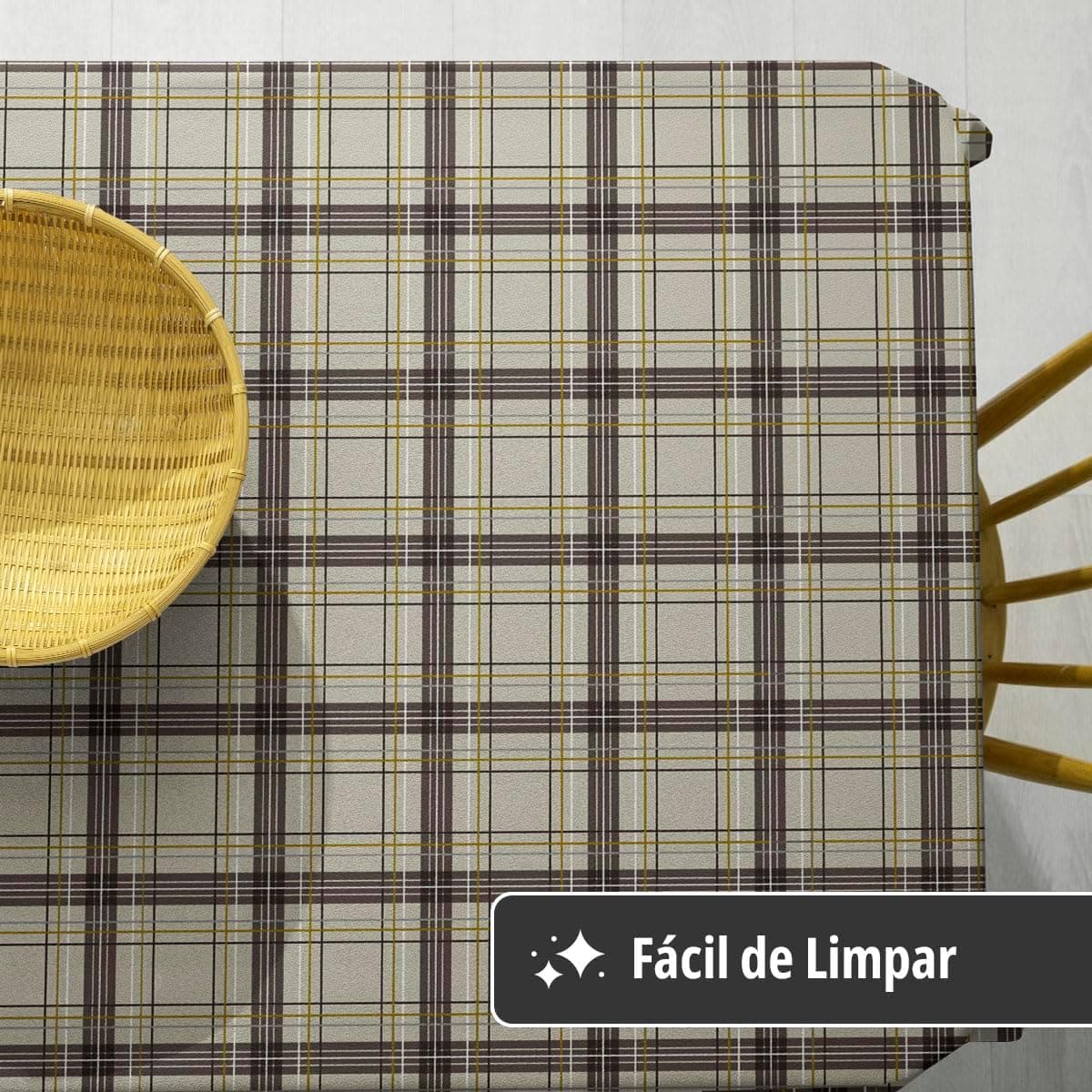 Toalha Mesa Plástica Térmica Tartan 4 Lugares Redonda 1,38 - Imagem 4