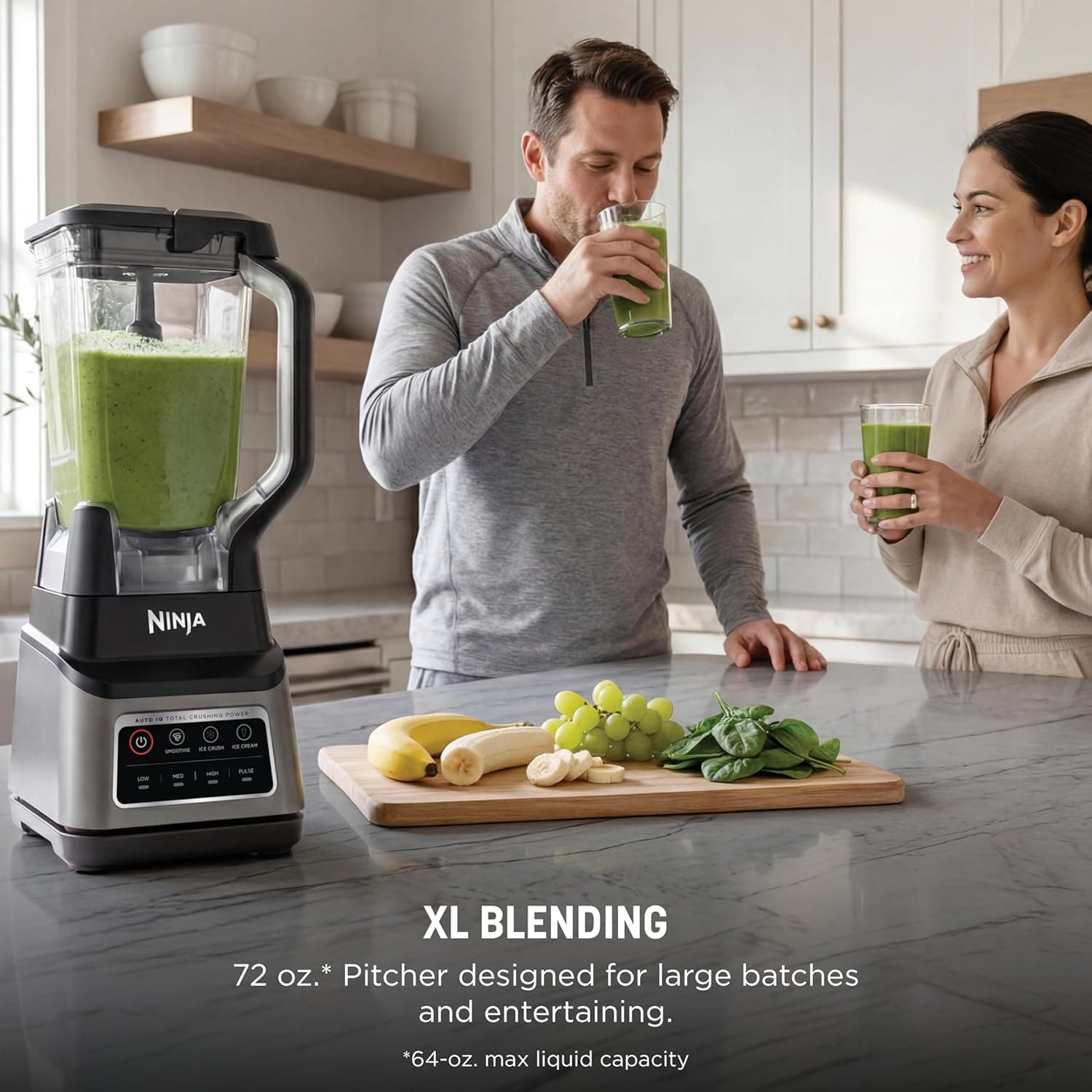 Ninja standalone liquidificador 127v- 1200 Watts de Potência Máxima, 3 Funções para Smoothies, Bebidas Geladas e Cremes com Auto IQ, Jarra Total Crushing de 2,1L com Tampa, Cinza Escuro. - Imagem 4