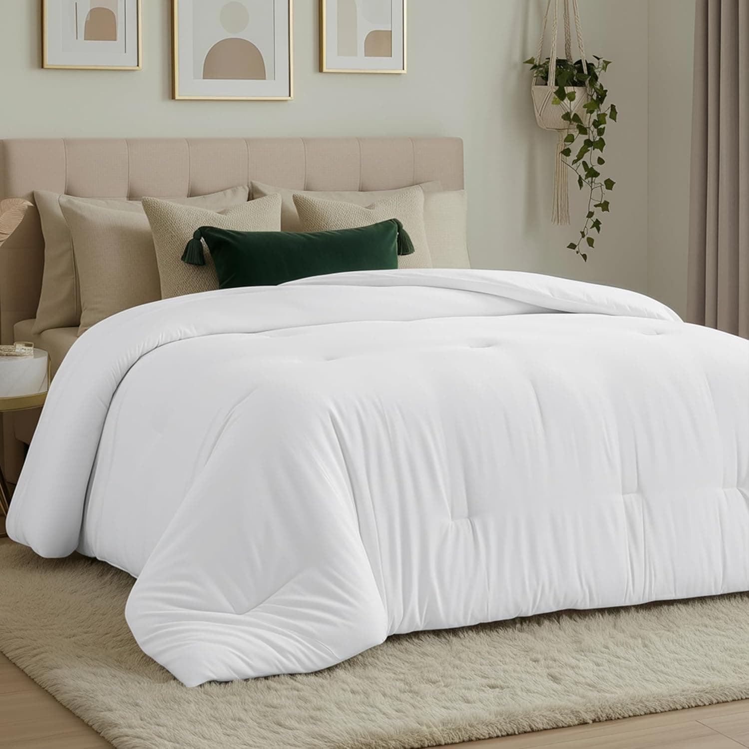 Utopia Bedding Edredom King acolchoado alternativo para todas as estações - Enchimento de edredom com abas de canto - Lavável na máquina - Edredom de cama - Branco - Imagem 2