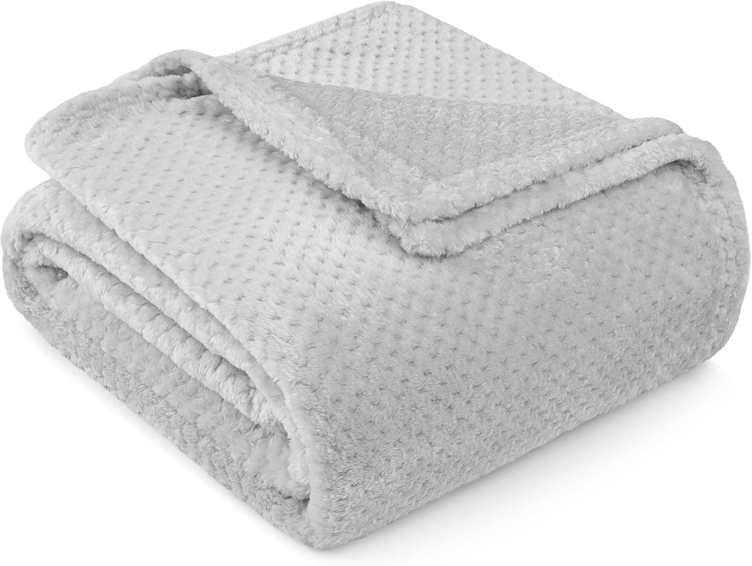 PAVILIA Cobertor cinza claro para sofá, cama de solteiro, mantas de lã macia para sofá cadeira, cobertor texturizado de waffle felpudo, aconchegante e leve para todas as estações, 152 x 203 cm