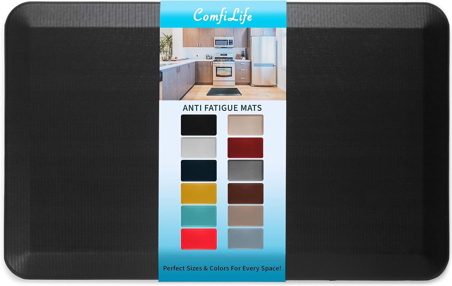 Tapete de cozinha ComfiLife antifadiga, 1,9 cm esp., tapete de mesa para piso, ficar em pé, cozinha, conforto em casa e escritório, durável, resistente manchas, base antiderrapante (50 cm x 81 cm