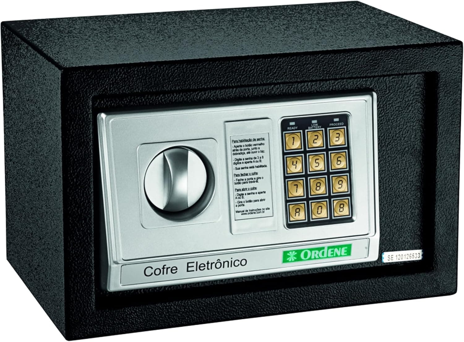 Ordene - Cofre Eletrônico com Painel para Digitação de Senha, Cor Preta, Linha Office