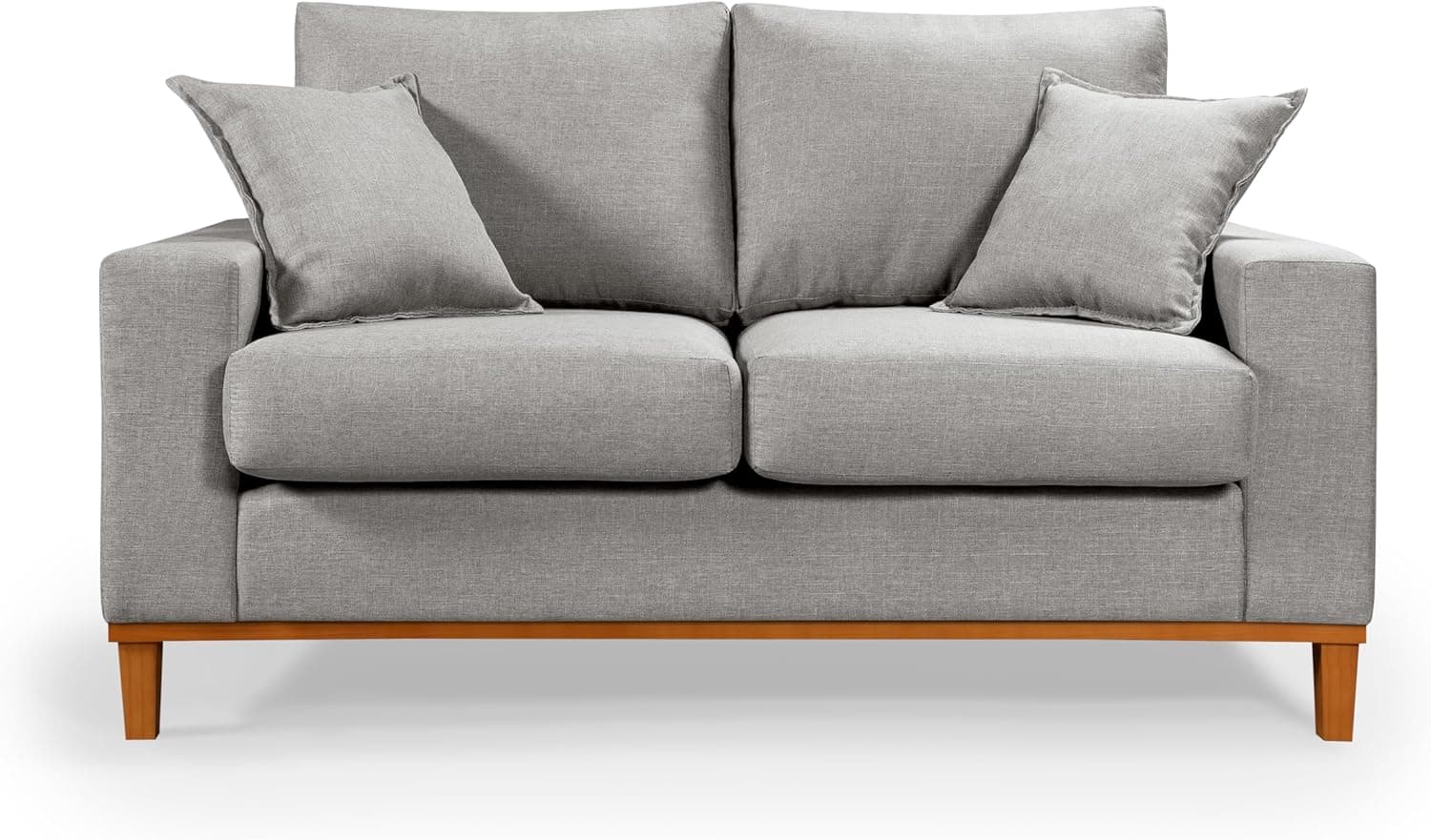 Sofa Living Istambul 2 Lugares Linho Essencial Estofados (Linho, Cinza) - Imagem 4