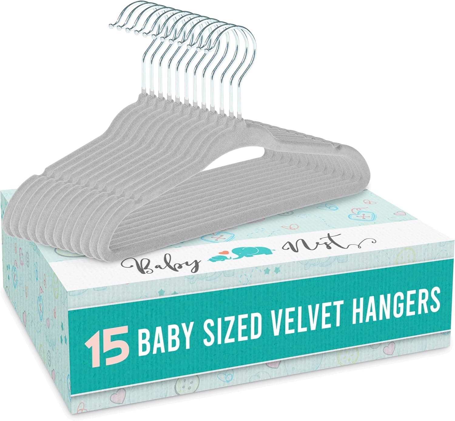 Cabides de veludo Baby Nest Designs, BHP, Cinza