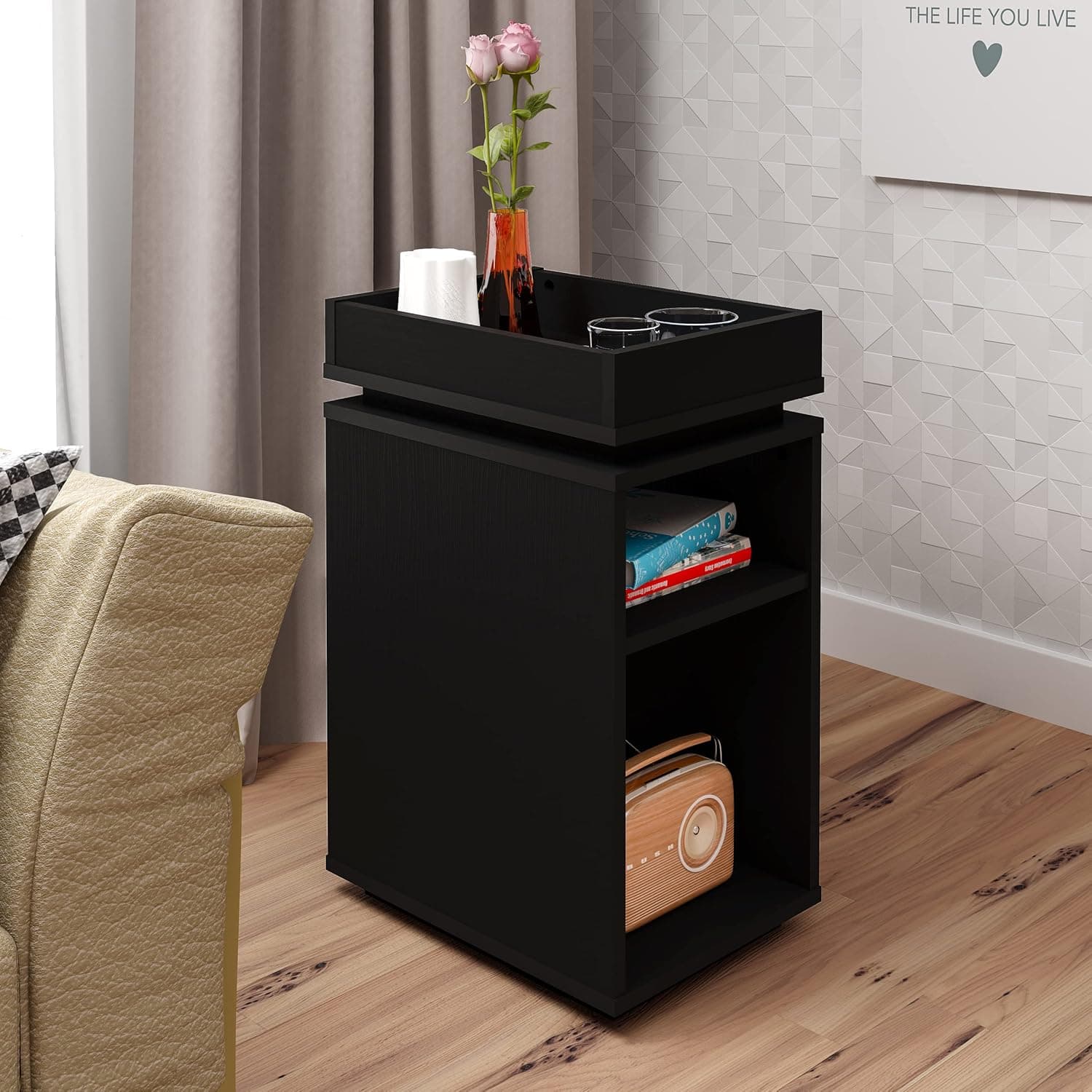 Mesa de Apoio com nichos OLÍVIA cor Preto - Artely - Imagem 3