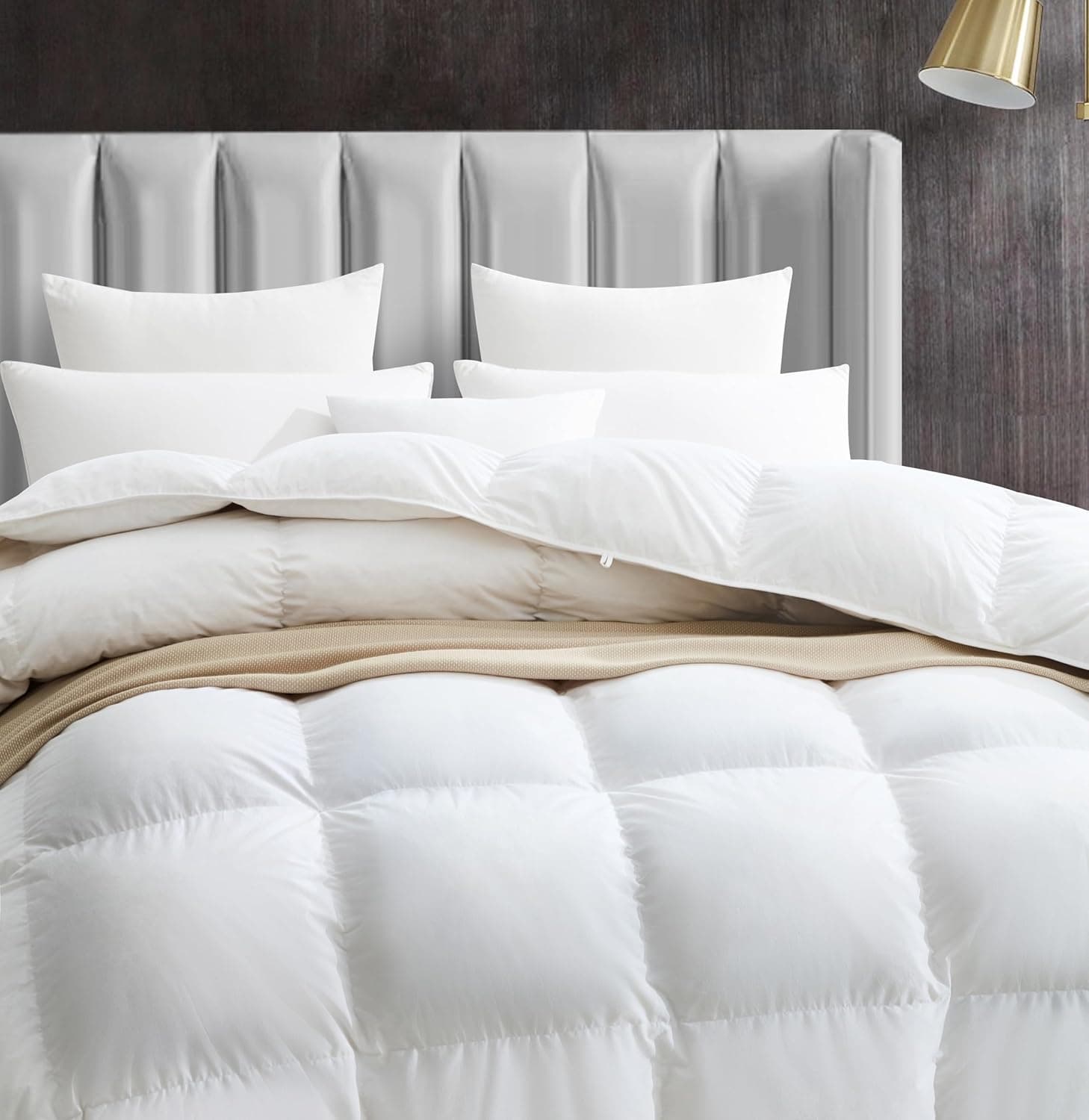Maple&Stone Edredão King extragrande, enchimento de edredom king grande com 8 abas de canto, edredom pesado com capa de algodão, roupa de cama de hotel de luxo (300 x 238 cm, branco) - Imagem 3