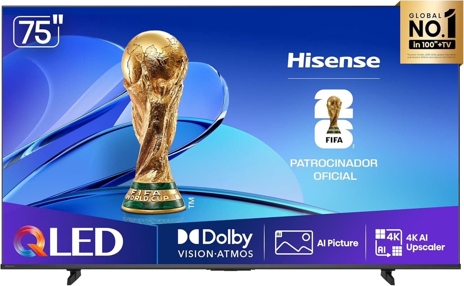 Hisense Smart TV UHD 4K QLED 75" Polegadas 75Q6QV com HDR10+, Dolby Atmos, Sports Mode, Game Mode Plus e Compatível com Alexa