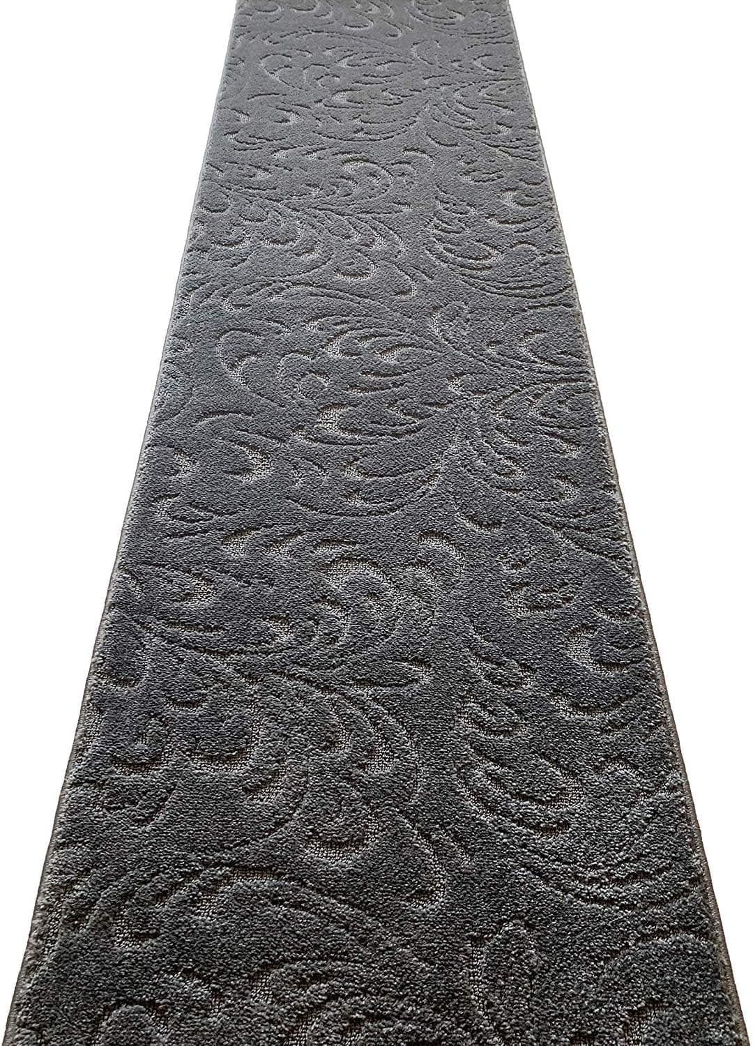 Tapete de corredor de corredor com corte personalizado, antiderrapante, 66 cm de largura x sua escolha de comprimento, antracite floral, 66 cm x 2,4 m - Imagem 3