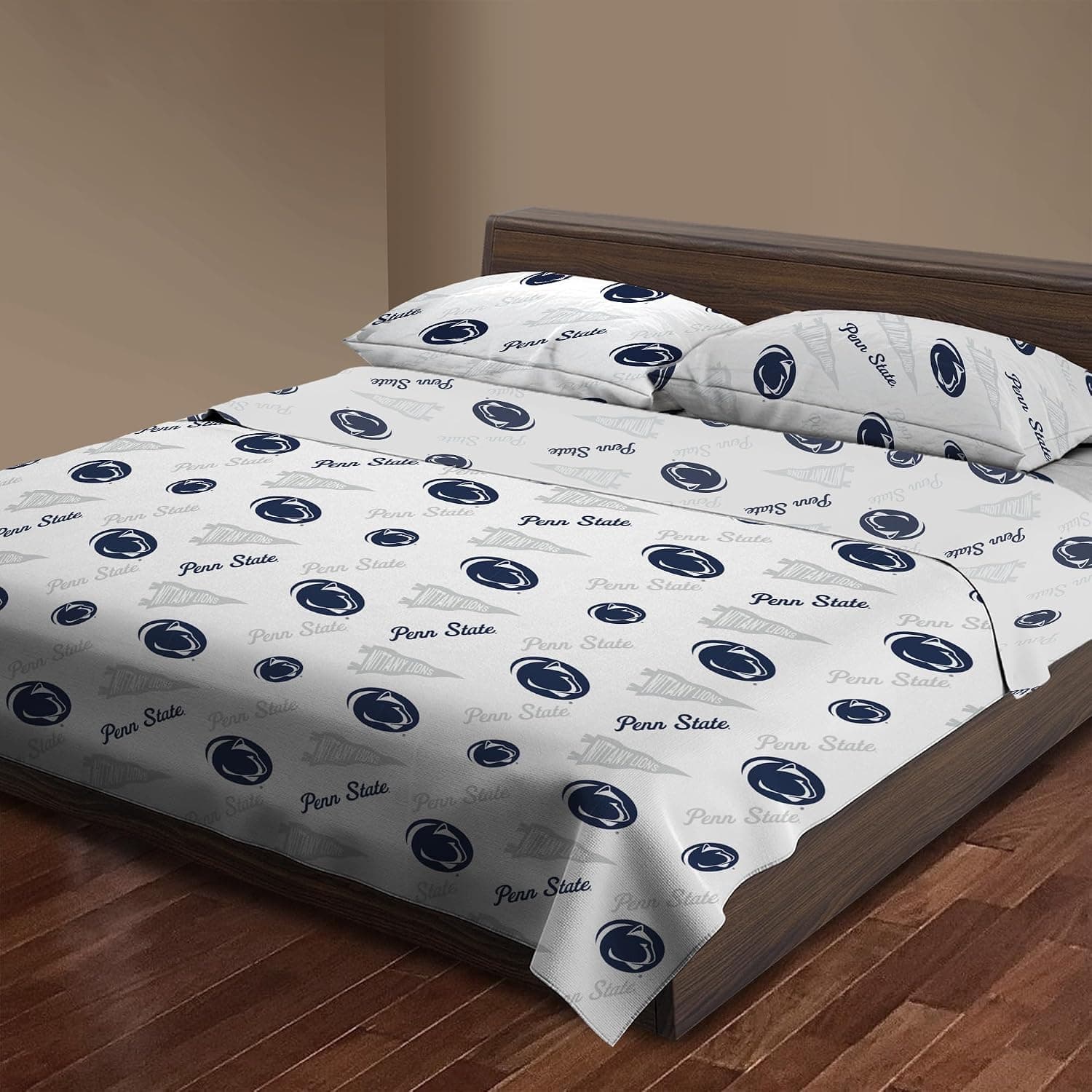 Northwest Jogo de lençol solteiro oficialmente licenciado Penn State Nittany Lions NCAA – Roupa de cama com logotipo do time para dormitórios universitários, fãs de basquete e futebol, cavernas de fãs