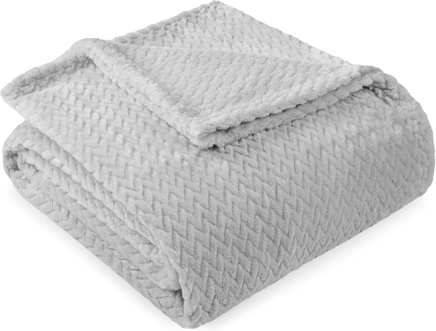 PAVILIA Cobertor de lã macia cinza claro para sofá, cobertores quentes de pelúcia leve para cama, cobertor de flanela aconchegante felpudo para sofá, viagem, padrão jacquard, cinza claro, solteiro,