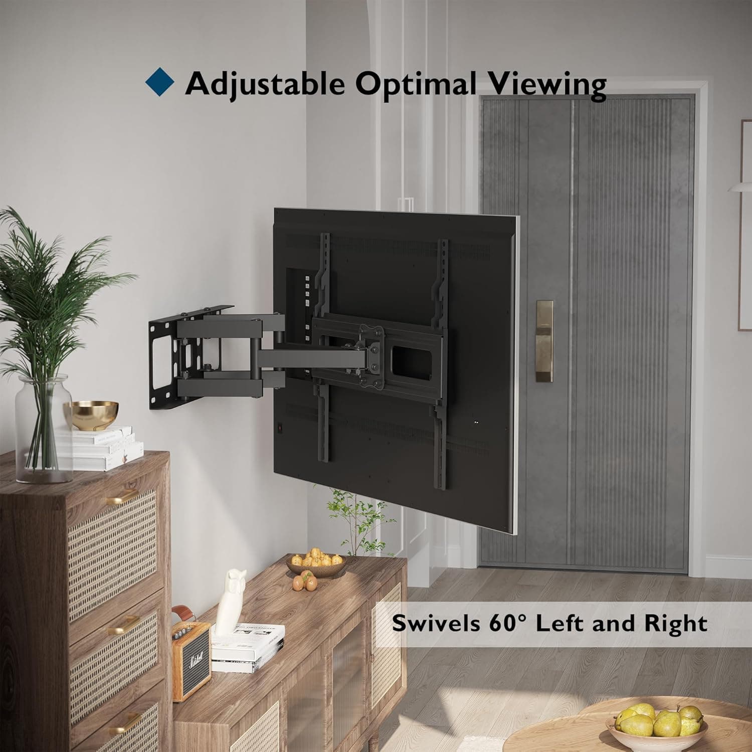 Suporte de parede para TV, suporte de parede de TV de movimento completo para a maioria das TVs 23-60 LED, LCD, OLED planas e curvas, braços articulados duplos para TV, suporta até 45 kg, máximo VESA - Imagem 4