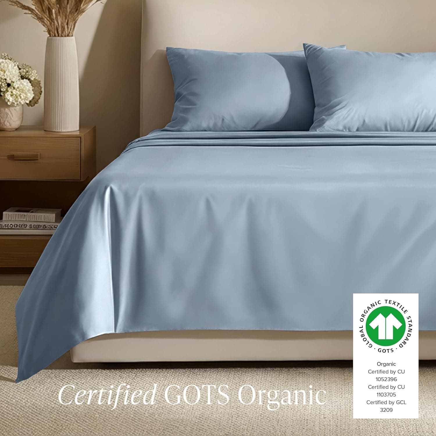 Bare Home Jogo de lençol solteiro extra longo 100% algodão orgânico - 400 fios - trama de cetim suave - respirável e refrescante - conjunto de luxo de hotel - lençóis de cama com bolso profundo - Imagem 3