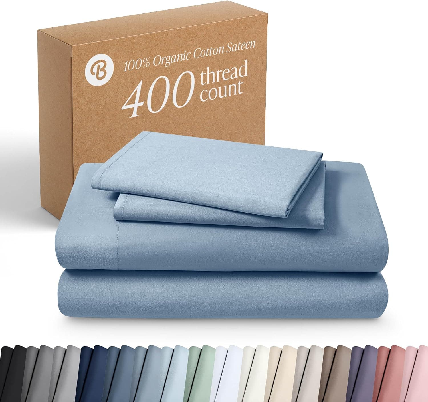 Bare Home Jogo de lençol solteiro extra longo 100% algodão orgânico - 400 fios - trama de cetim suave - respirável e refrescante - conjunto de luxo de hotel - lençóis de cama com bolso profundo - Imagem 2