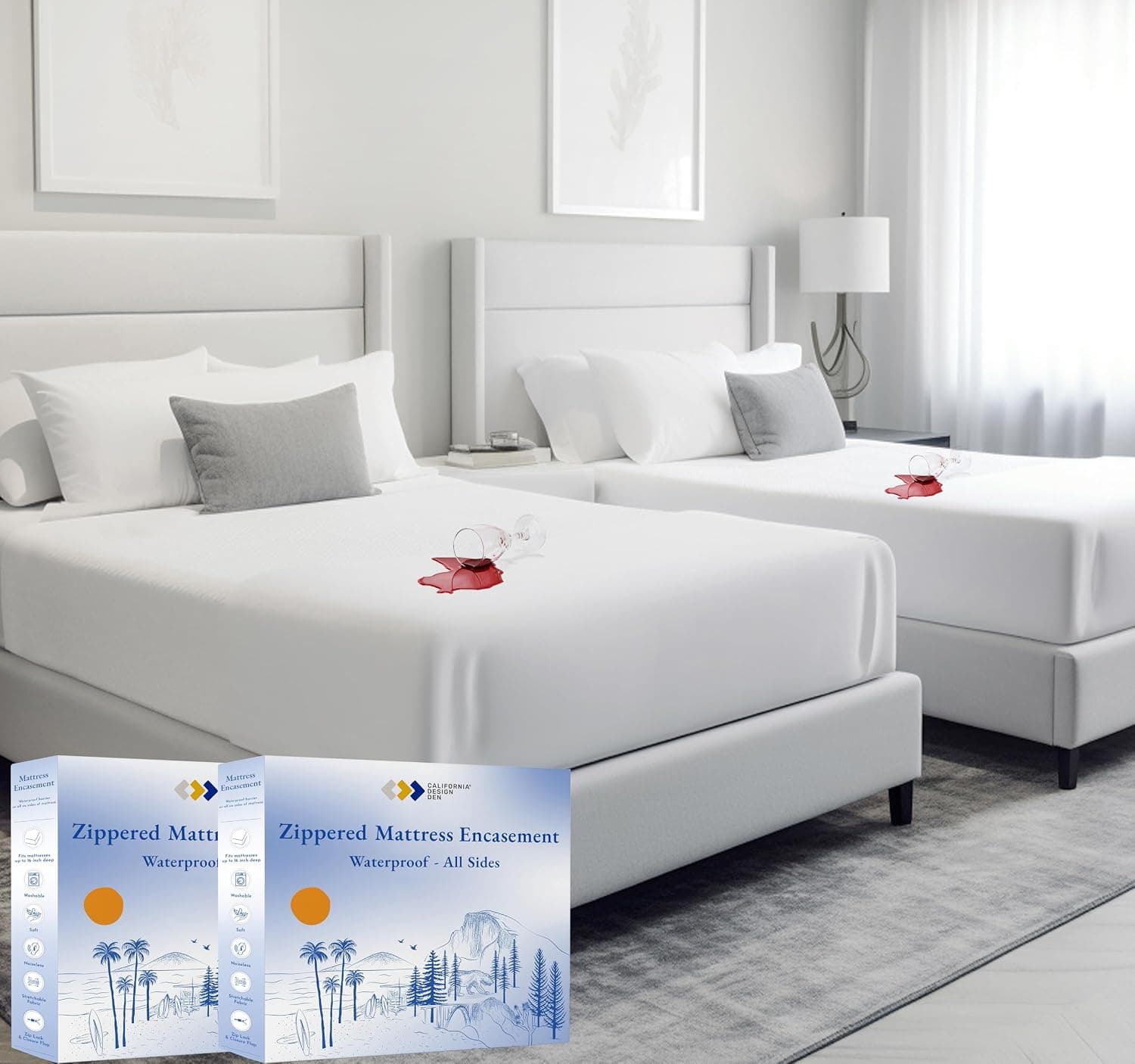 Pacote com 2 capas de colchão com zíper Twin GG – impermeável, todos os seis lados, serve para colchão solteiro GG – capa de resfriamento de colchão de qualidade premium, silenciosa e absorvente