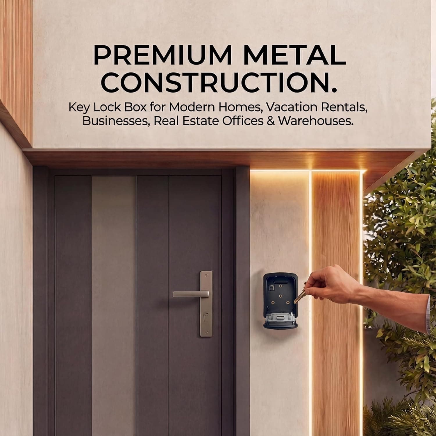 Iron Lock Caixa de bloqueio de chave de montagem na parede com combinação de 4 dígitos, código redefinível, interruptor A B e capacidade de 5 teclas - Cofre à prova d'água interno/externo para chaves - Imagem 3