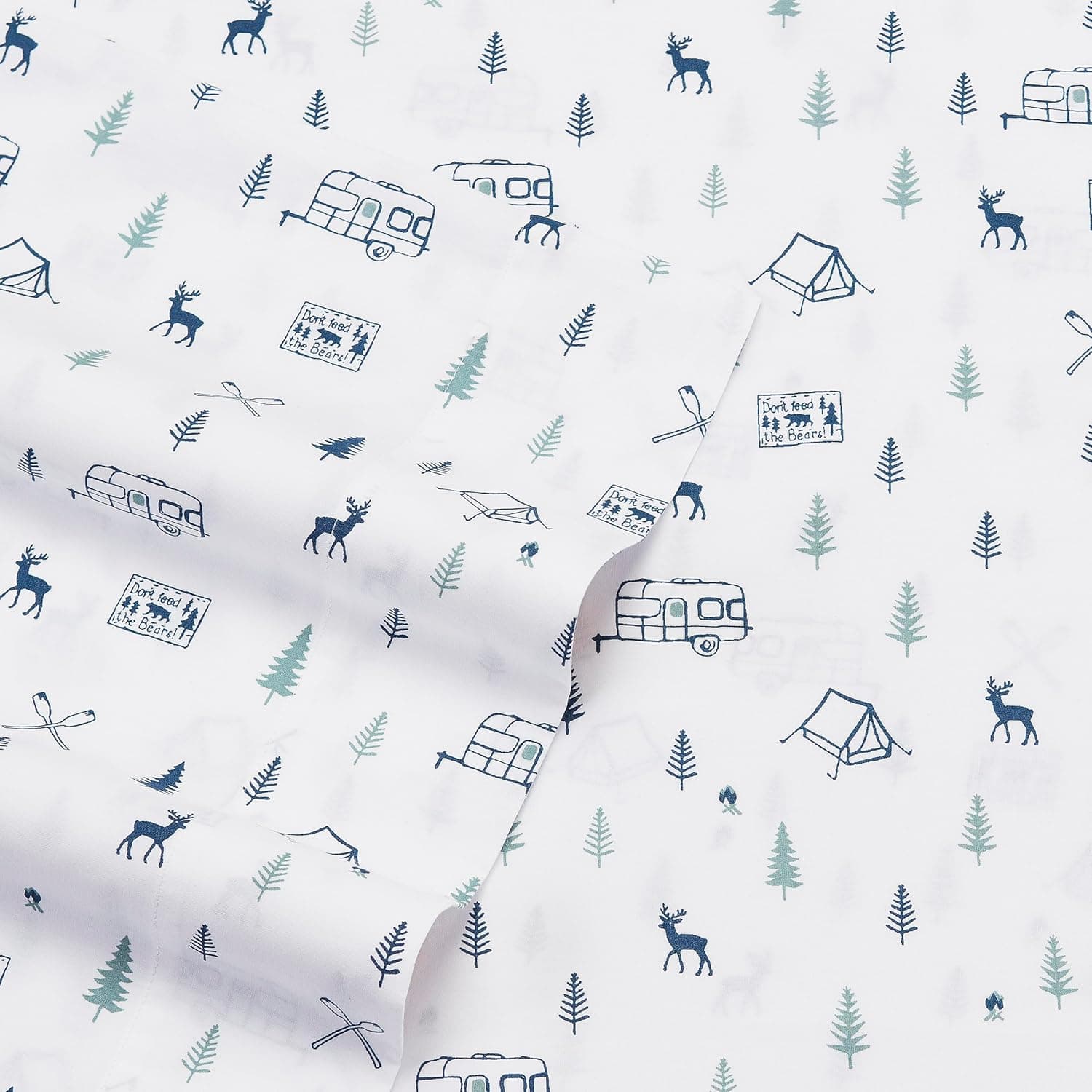 Eddie Bauer - Jogo de lençol de solteiro, lençóis de algodão percal, lençóis de cama nítidos e legais, essenciais para dormitório ideal (ampout azul escuro, solteiro) - Imagem 4