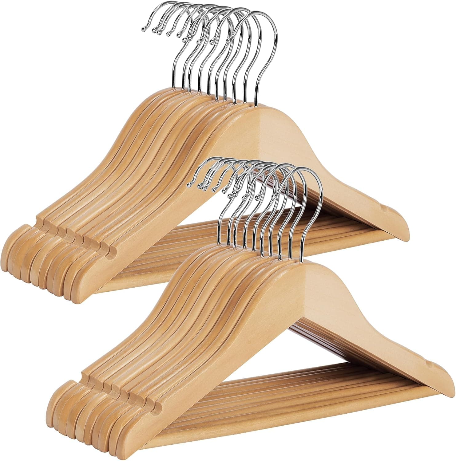 StorageWorks Pacote com 20 cabides para bebês, organizador de roupas de madeira de bordo para crianças, cabide de madeira com barra de calça para armário, cor de madeira de bordo natural
