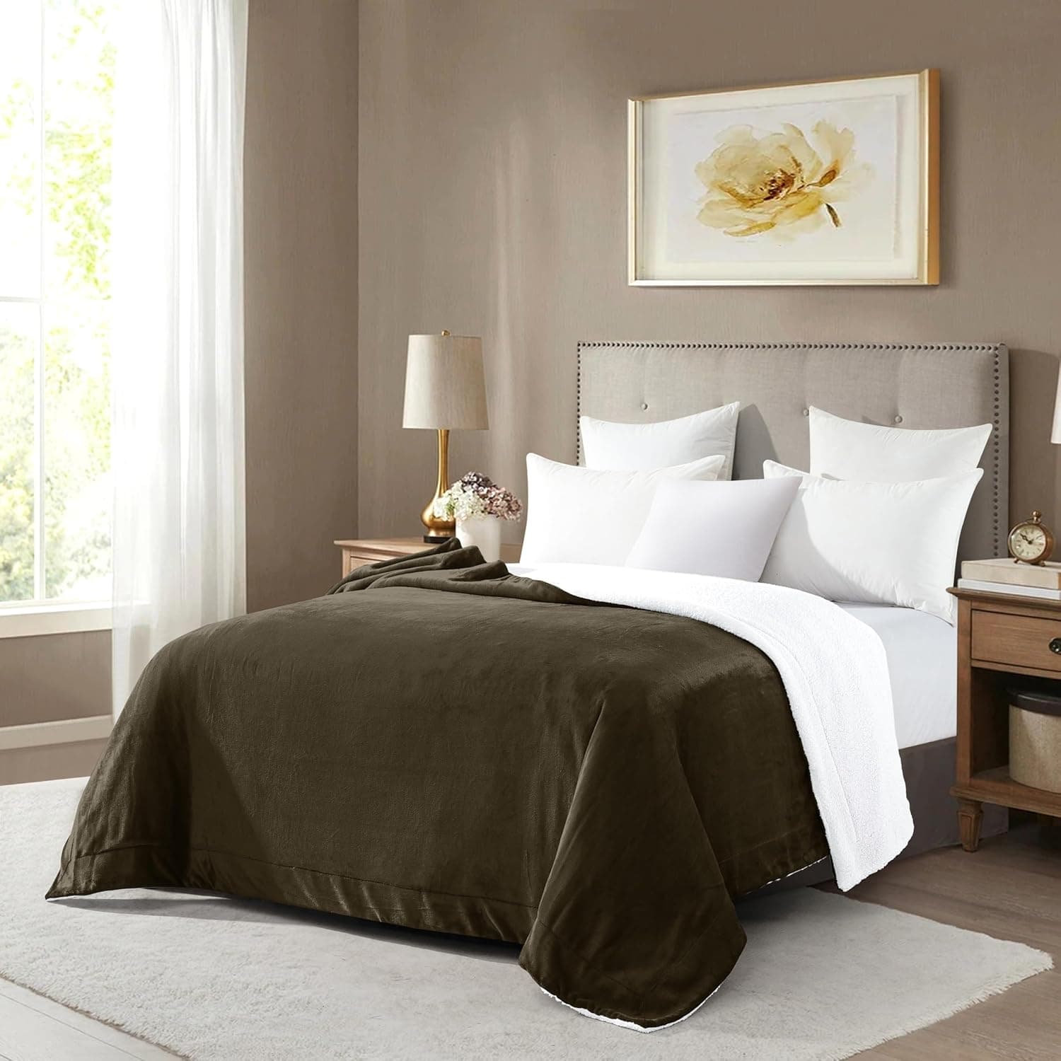 Mocassi Cobertor de lã de lã de lã de ovelha ultramacio premium – cobertor de micromink de pelúcia reversível aconchegante para sofá, cama e sofá – fofo, presente de cama de Natal e inverno, casal