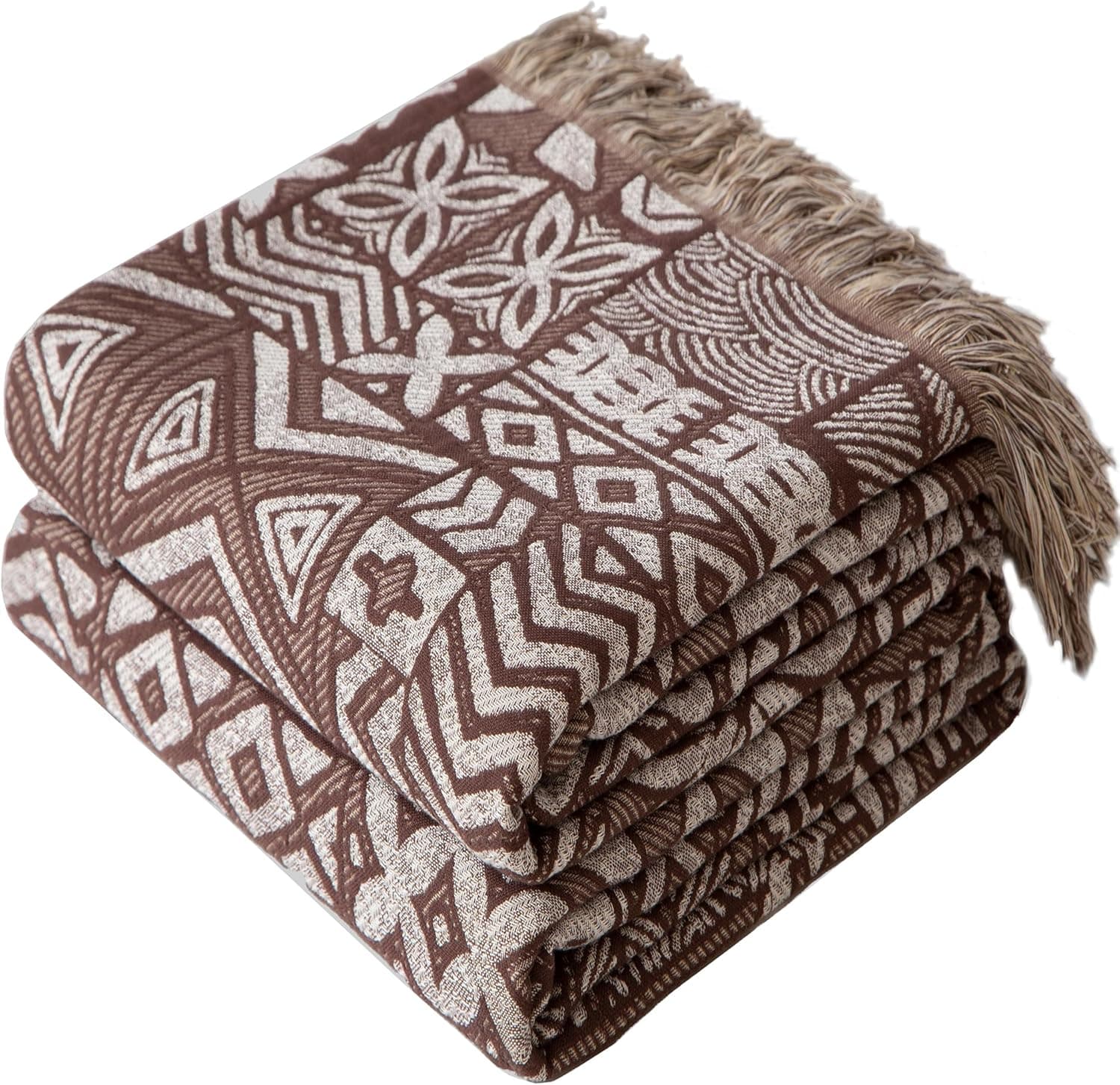 Cobertor Boho Tamanho Solteiro, Cobertor de Colcha de Musselina de Algodão Macio e Confortável para Decoração de Cama, Capa de Sofá com Estampa Floral, Tapeçaria Vintage de Casa de Fazenda,