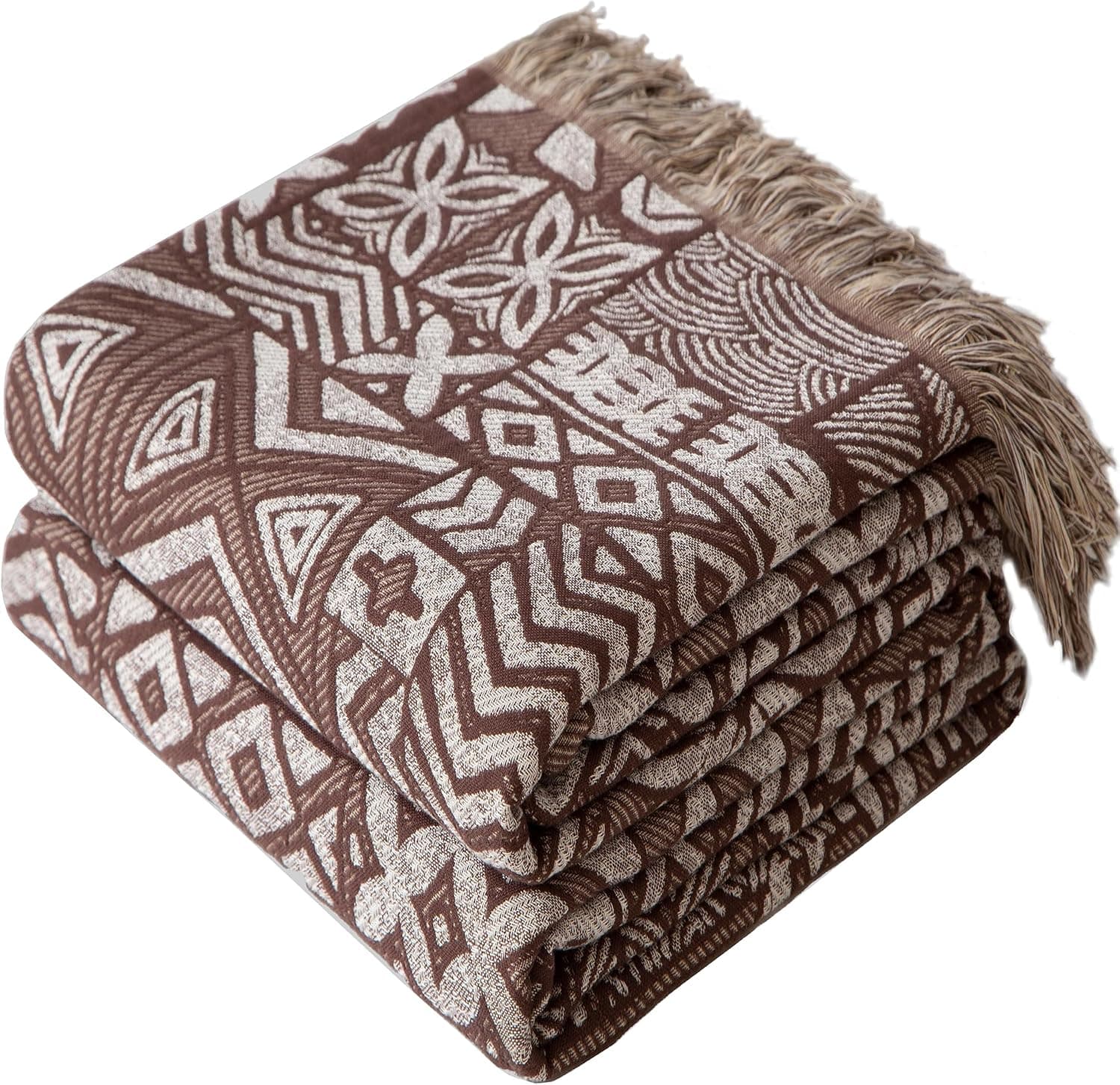 Cobertor Boho Tamanho Solteiro, Cobertor de Colcha de Musselina de Algodão Macio e Confortável para Decoração de Cama, Capa de Sofá com Estampa Floral, Tapeçaria Vintage de Casa de Fazenda,