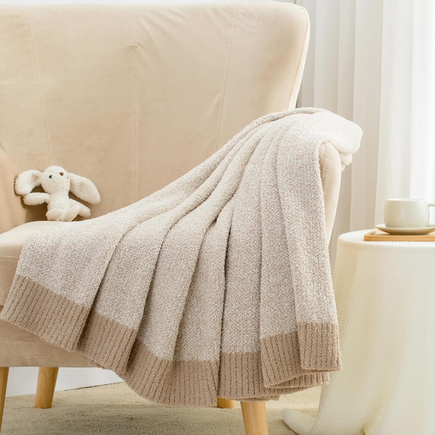 Carriediosa Cobertor mesclado ultramacio de 152 cm x 203 cm, solteiro, 400 g/m2, microfibra felpuda, felpudo, reversível de malha, aconchegante, leve e quente para cama, sofá, cinza-acinzentado - Imagem 4