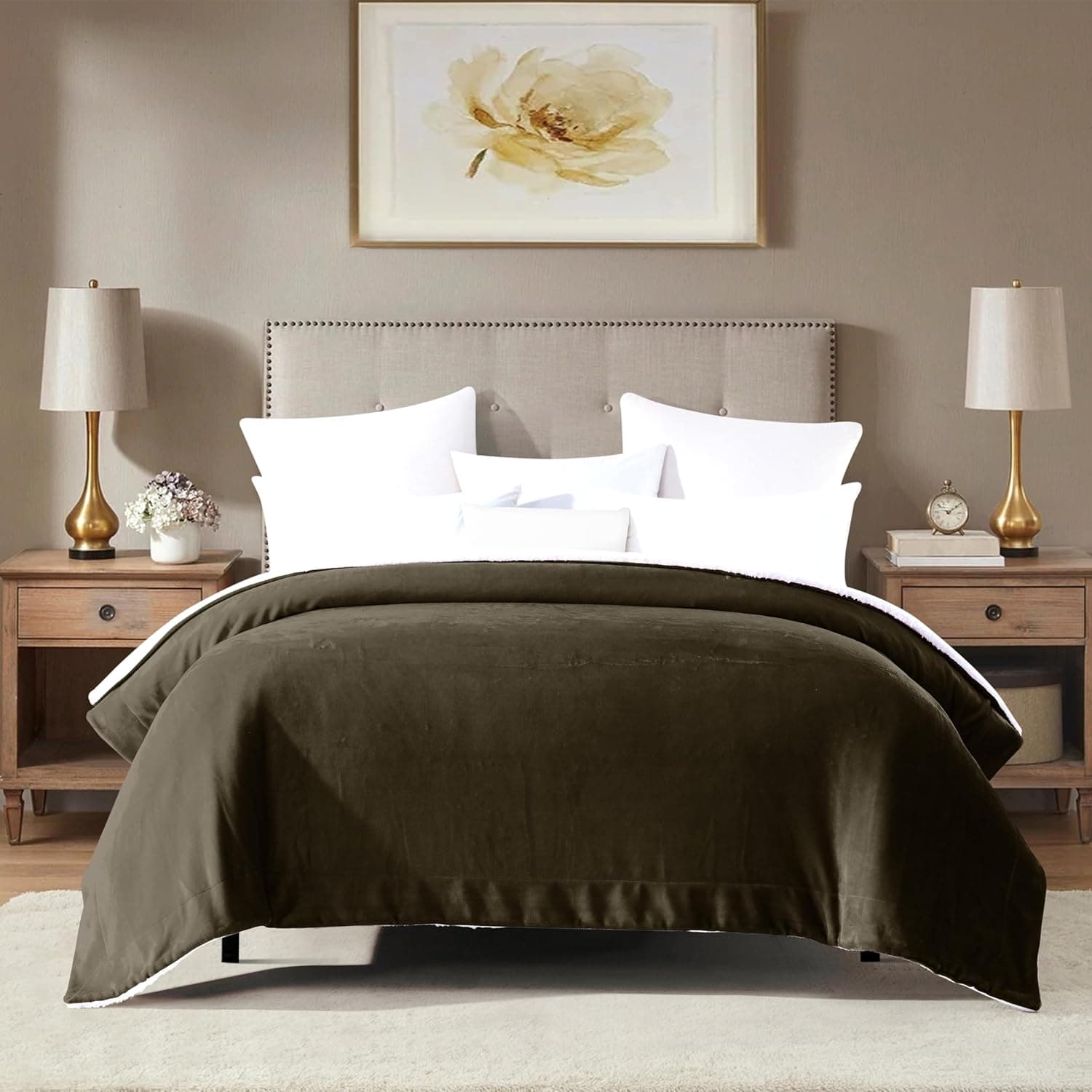 Mocassi Cobertor de lã de lã de lã de ovelha ultramacio premium – cobertor de micromink de pelúcia reversível aconchegante para sofá, cama e sofá – fofo, presente de cama de Natal e inverno, casal - Imagem 3