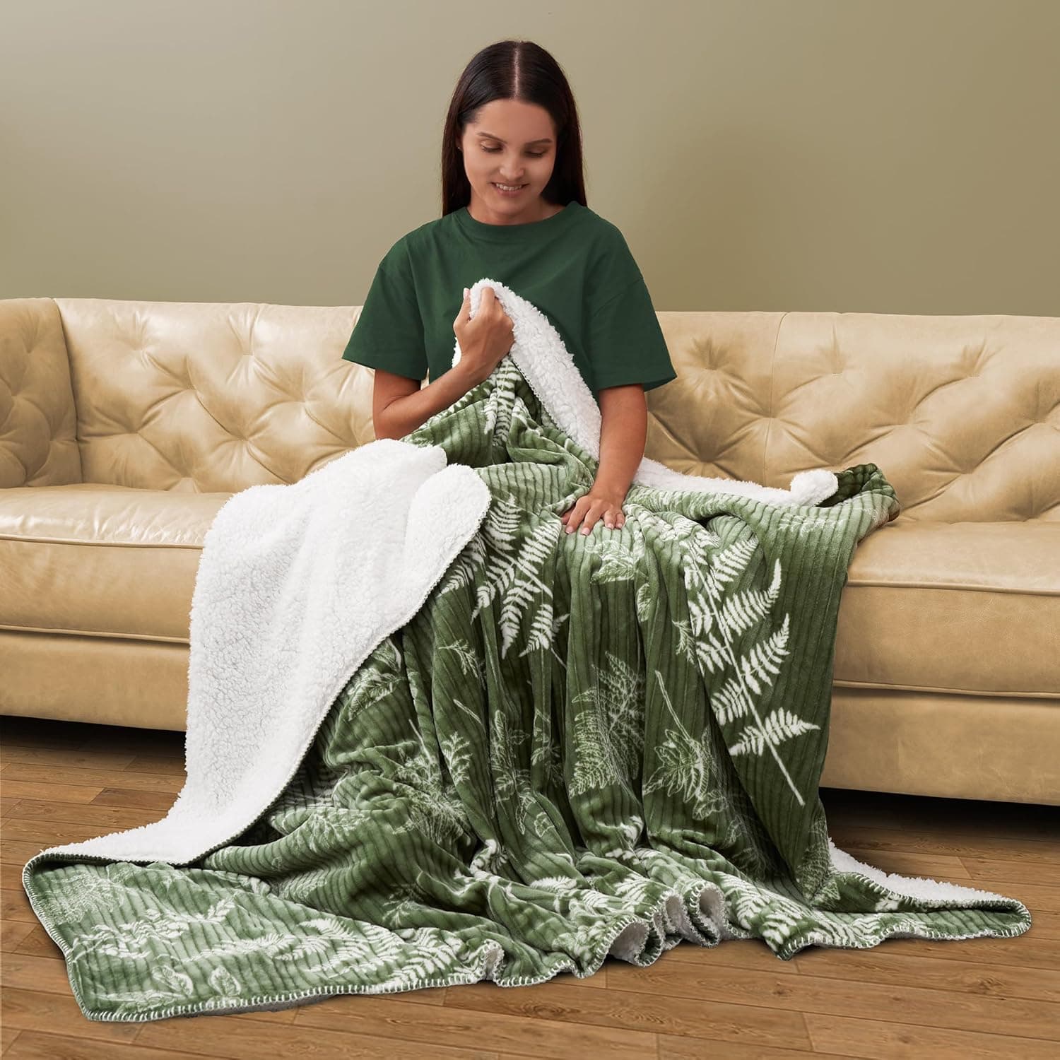 Northwest Ashford Cobertor canelado de toque de seda com lã de ovelha e alça, 127 cm x 152 cm, cinza gelo - Imagem 3