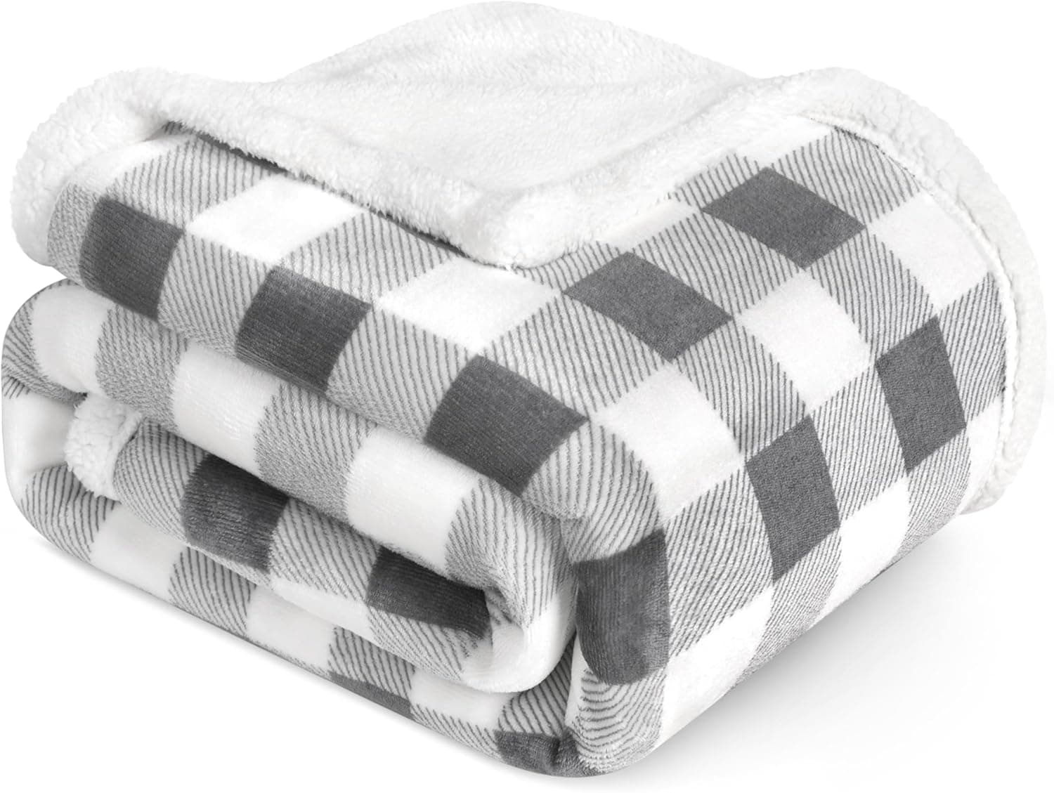 PAVILIA Manta cinza claro xadrez sherpa para sofá solteiro, cobertor de flanela macio e felpudo para cama, cobertor e mantas de lã xadrez de pelúcia, cobertor de inverno grosso e quente, presente, 152
