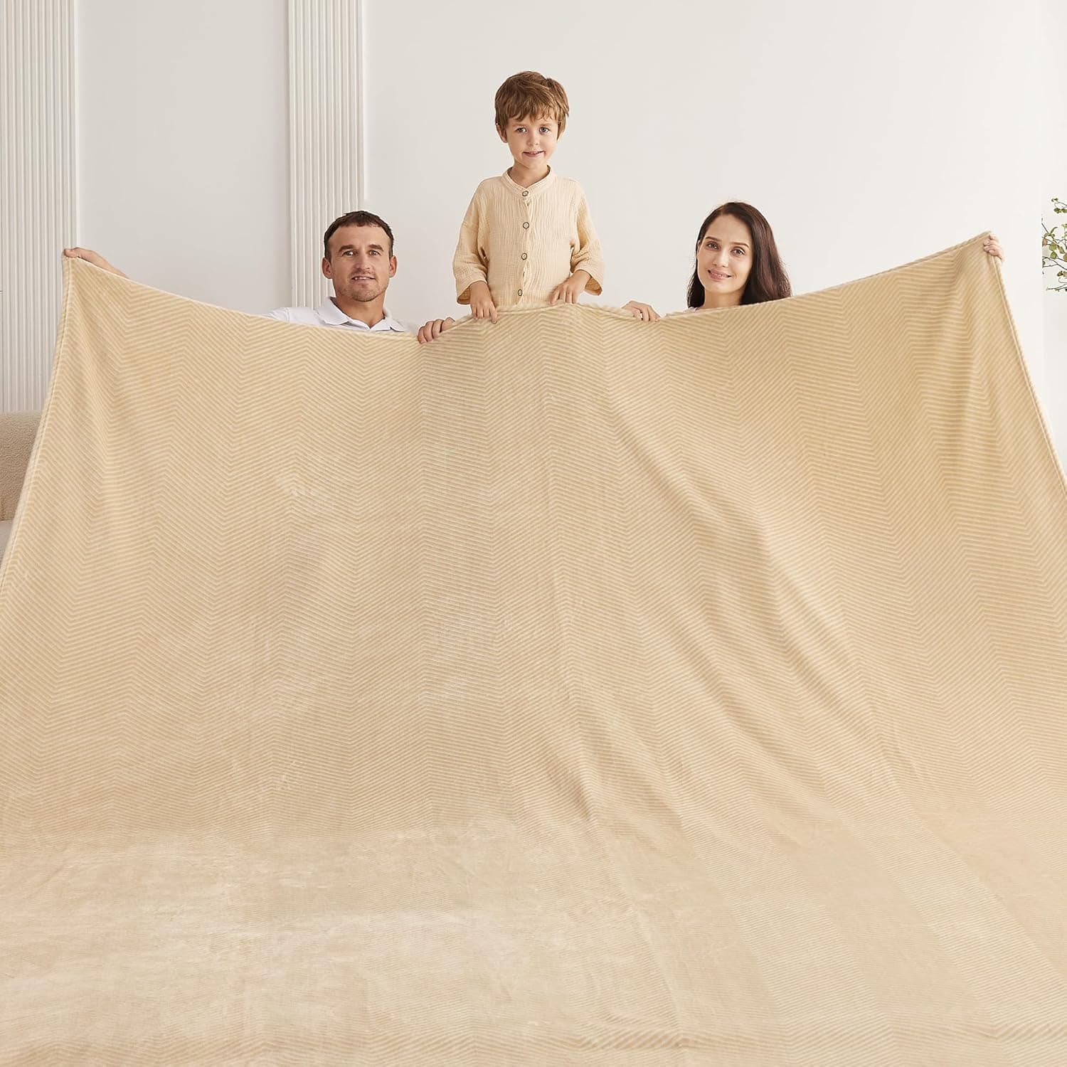 Cobertor grande 300 x 300 cm, cobertor gigante enorme 25 x 25 cm para cama, sofá, viagem e acampamento, cobertor extra grande macio para toda a família e ao ar livre, cinza-claro - Ondulado - Imagem 3