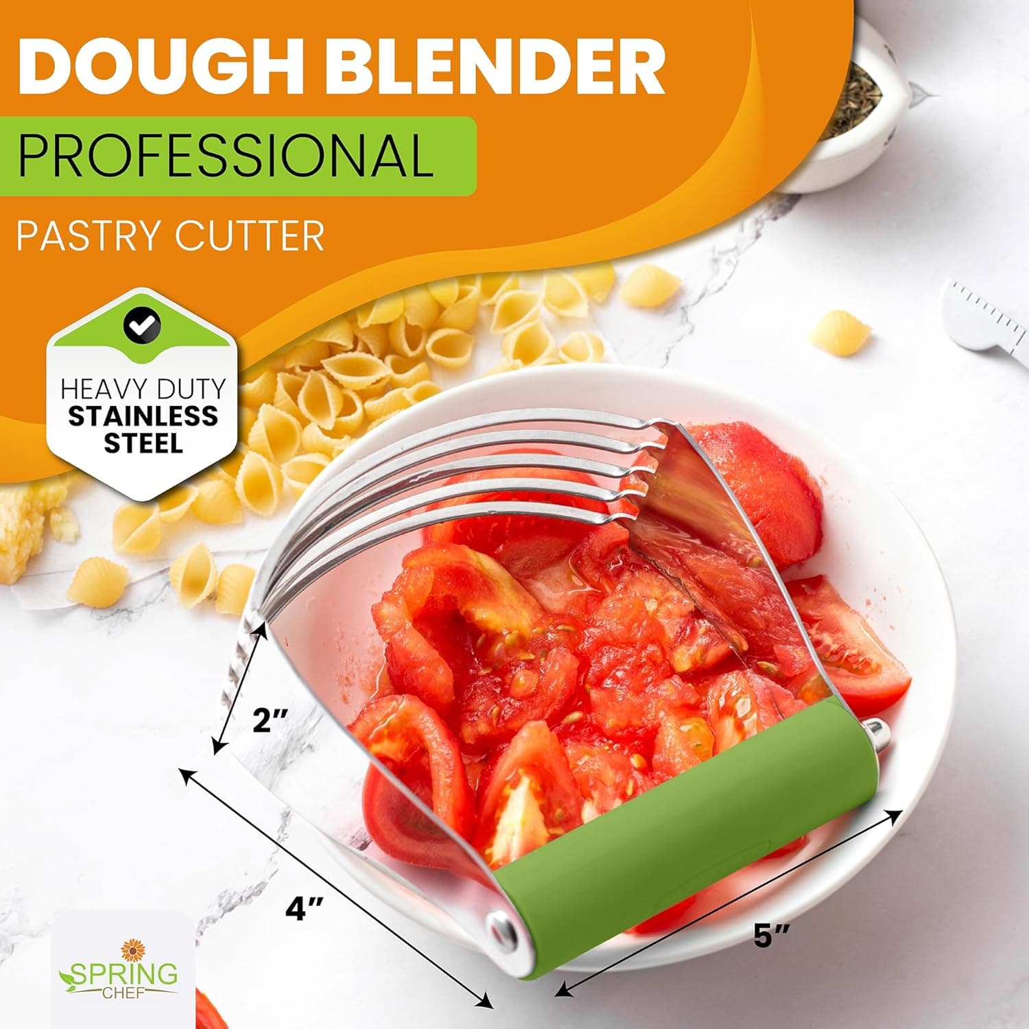 Spring Chef Liquidificador de massa verde grande para assar, ferramenta profissional de cortador de massa, ferramenta de cortador de massa folhada de aço inoxidável com lâminas afiadas, liquidificador - Imagem 3