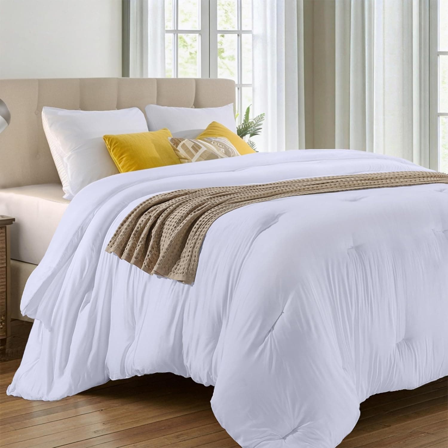 Utopia Bedding Edredom King acolchoado alternativo para todas as estações - Enchimento de edredom com abas de canto - Lavável na máquina - Edredom de cama - Branco - Imagem 2