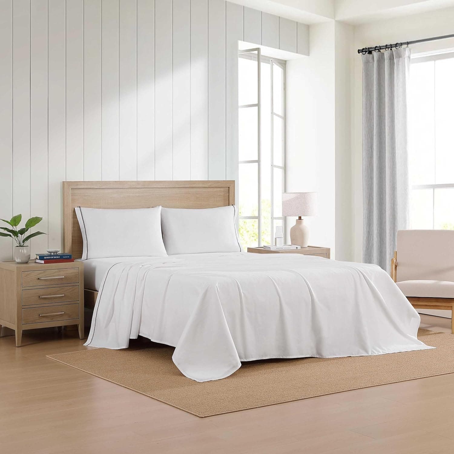 Tommy Hilfiger - Conjunto de lençóis, roupa de cama percal de algodão com fronhas combinando, nítido e legal, essenciais para casa de qualidade premium (vermelho listrado global, casal) - Imagem 3