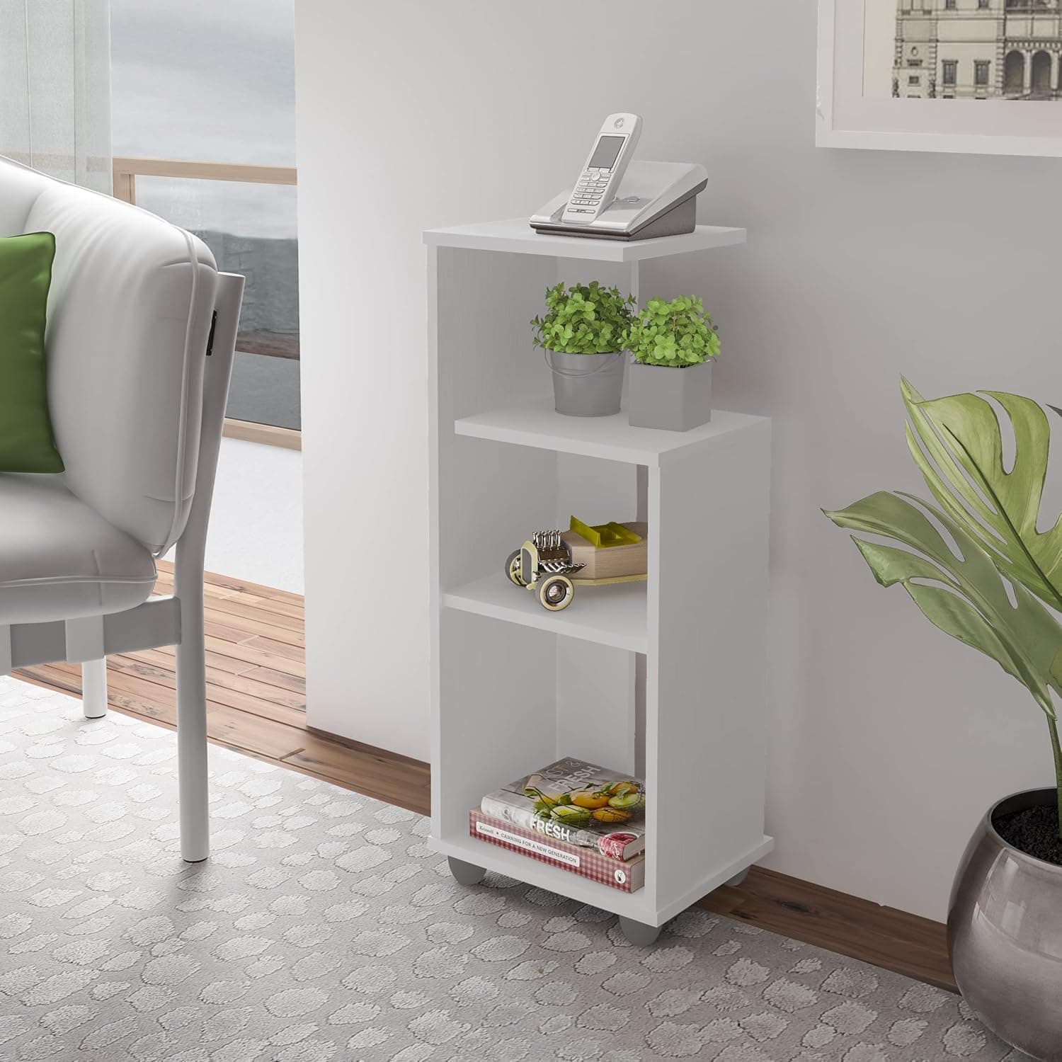 Mesa de Apoio com prateleiras BIS cor Branco - Artely - Imagem 3