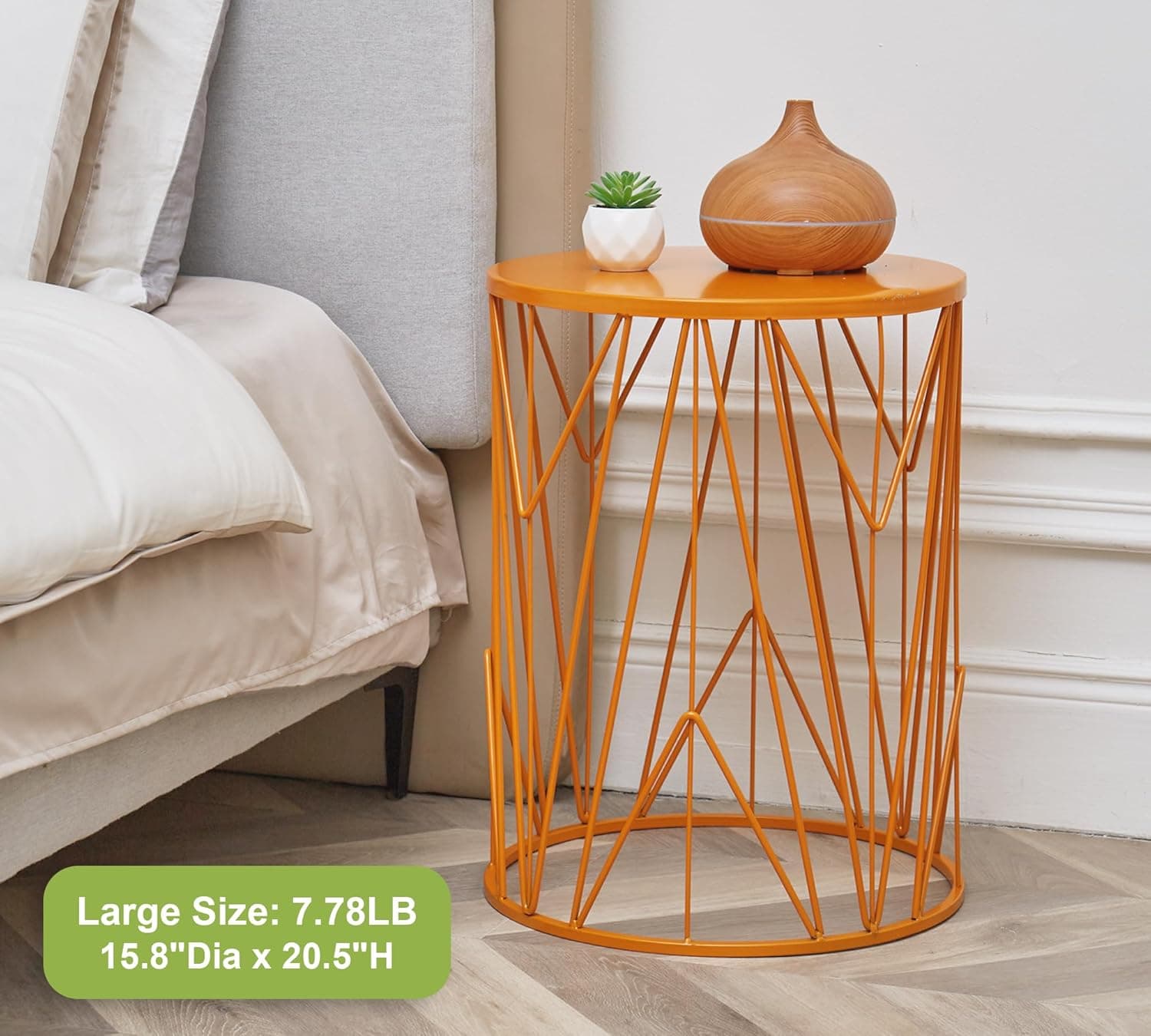 HFHOME Conjunto de 3 mesas laterais redondas resistentes, mesa de centro para uso interno multifuncional, banco de jardim decorativo ao ar livre, suporte de plantas, laranja - Imagem 4