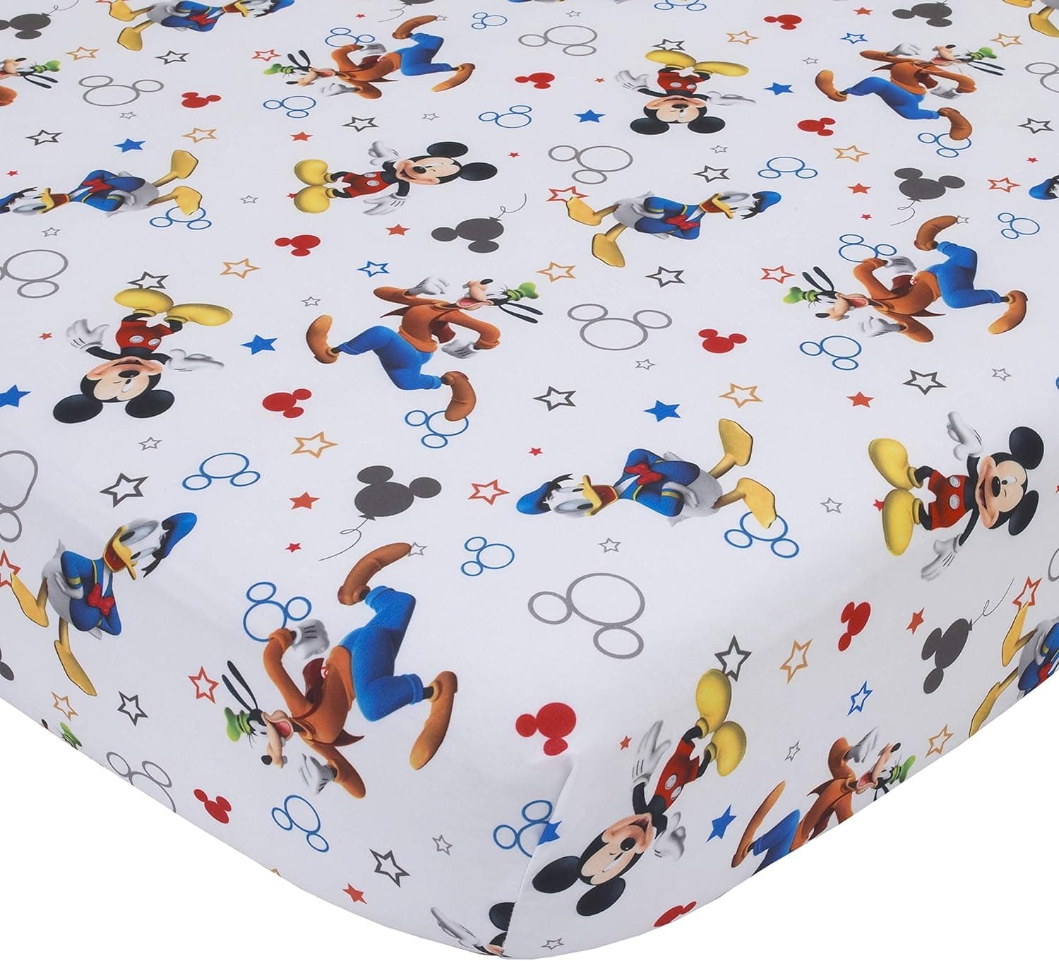 Disney Conjunto de lençóis infantis Mickey Mouse Having Fun Super Soft 2 peças, branco/cinza/azul/vermelho (pacote com 1) - Imagem 3