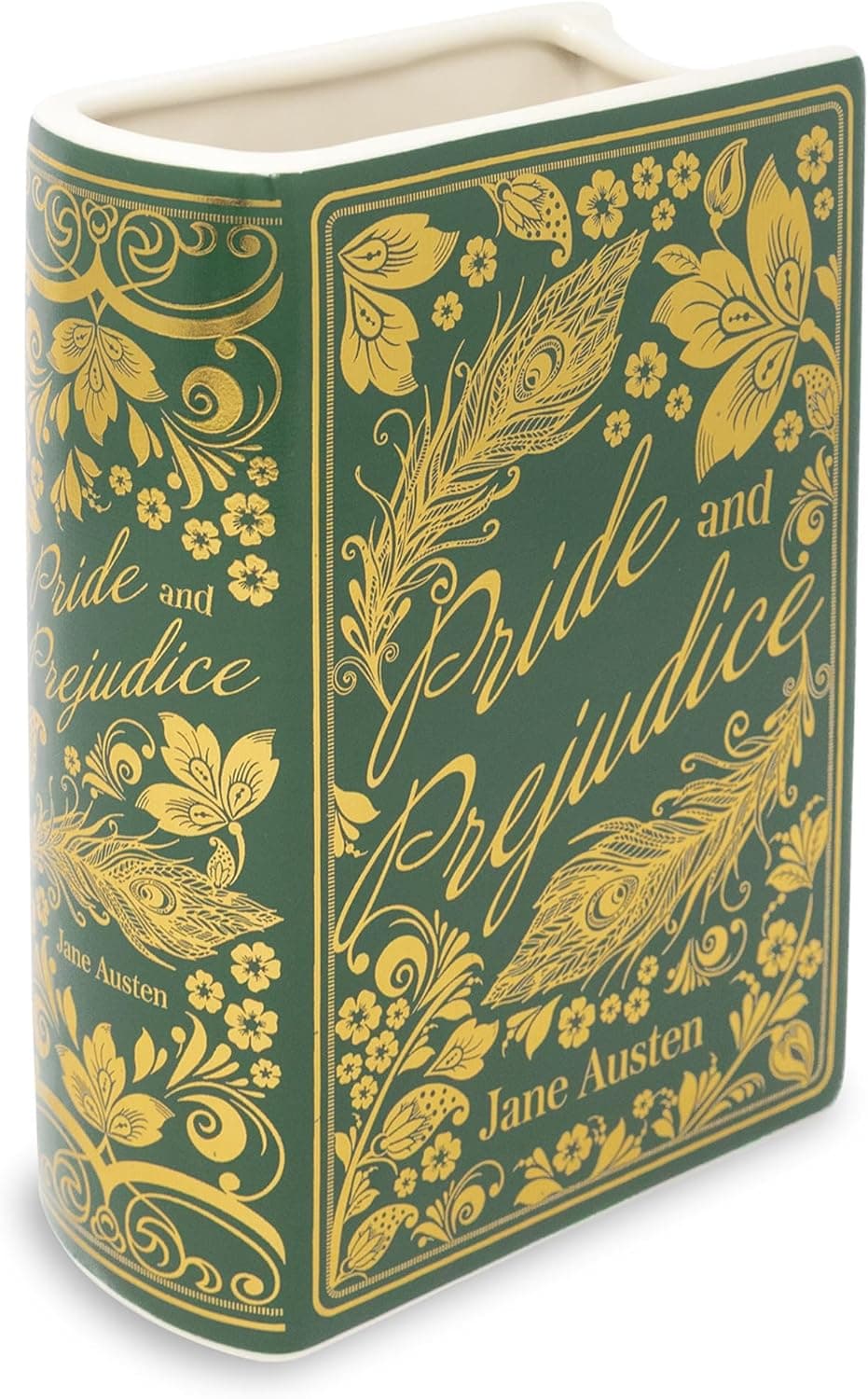 Vaso decorativo grande em forma de livro original da Steel Mill & Co, vasos de cerâmica para decoração de casa, linda decoração de estante, vaso exclusivo para amantes de livros (orgulho e preconceito