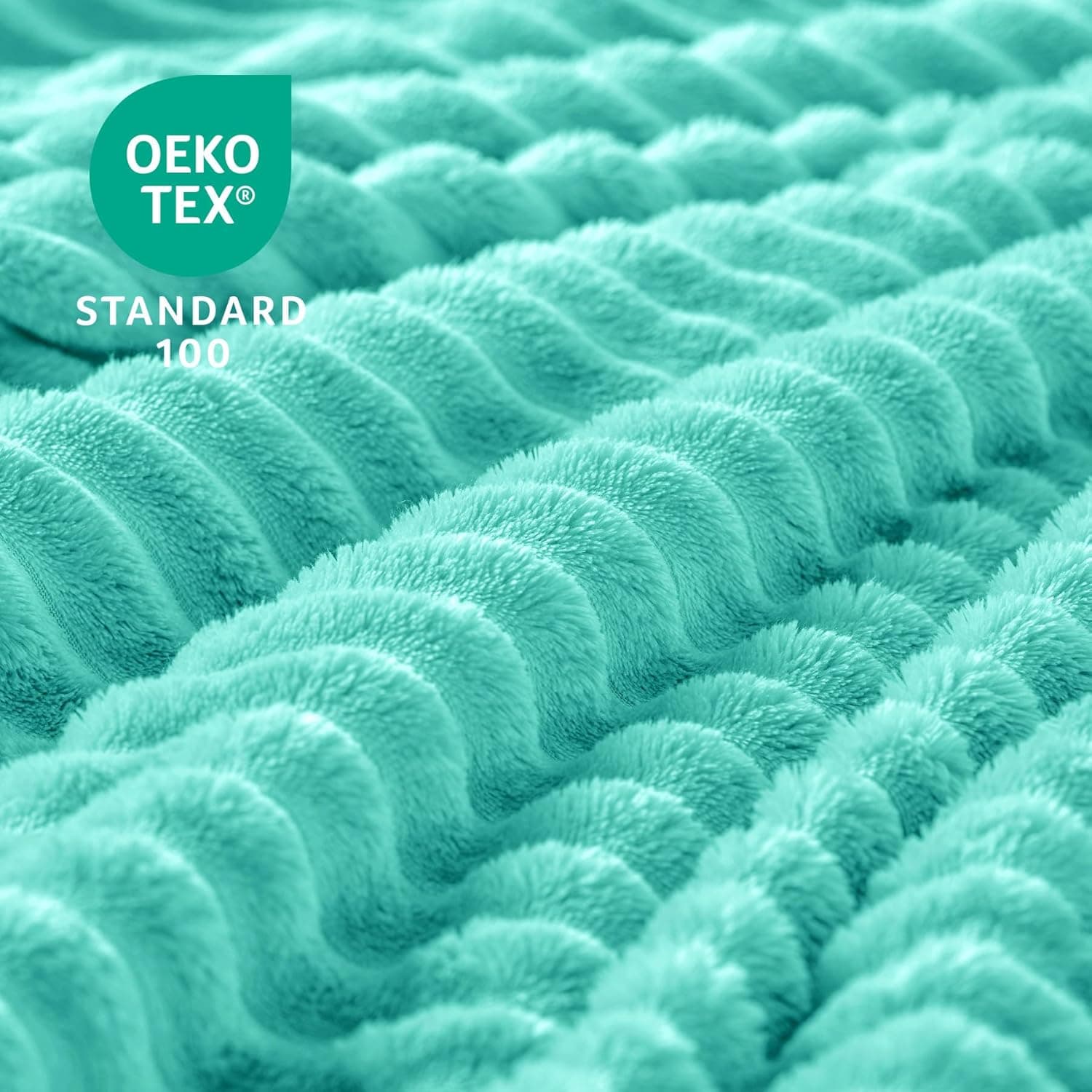 BEDELITE Cobertor de lã tamanho solteiro – Cobertores felpudos decorativos macios e quentes em jacquard canelado 3D – Cobertores aconchegantes, fofos e leves de pelúcia para sofá, cama, sofá (água - Imagem 4