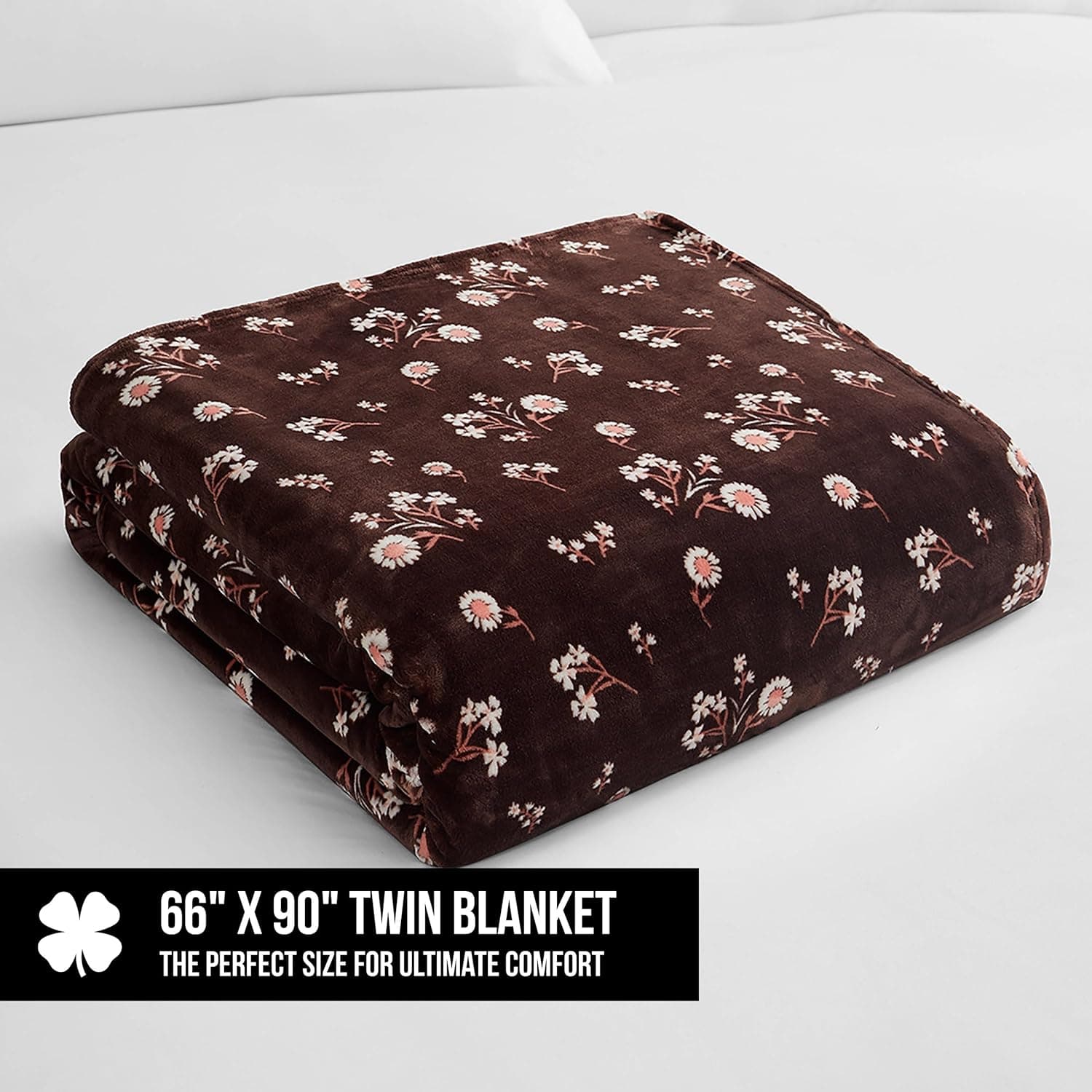Lucky Brand Cobertor aconchegante de pelúcia floral margarida marrom 166 x 234 cm - manta de microfibra premium para conforto e estilo luxuosos, tamanho solteiro/solteiro GG - Imagem 3