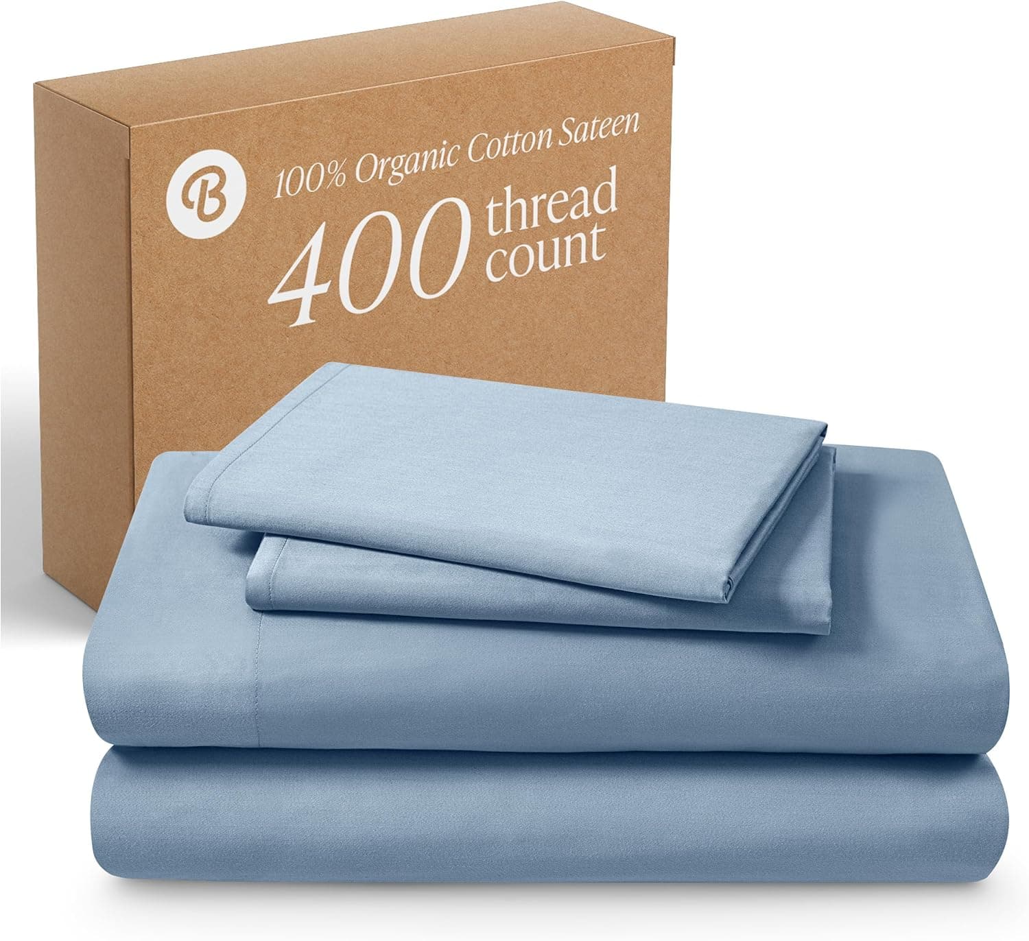 Bare Home Jogo de lençol solteiro extra longo 100% algodão orgânico - 400 fios - trama de cetim suave - respirável e refrescante - conjunto de luxo de hotel - lençóis de cama com bolso profundo