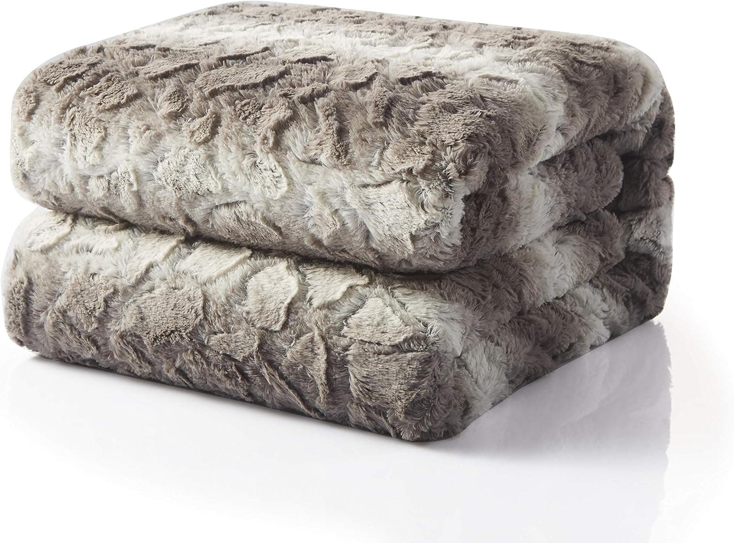 Tache 150 x 236 cm listrado, cinza, girafa de neve, supermacia, quente, pele sintética em relevo com sherpa nas costas, cobertor tamanho solteiro