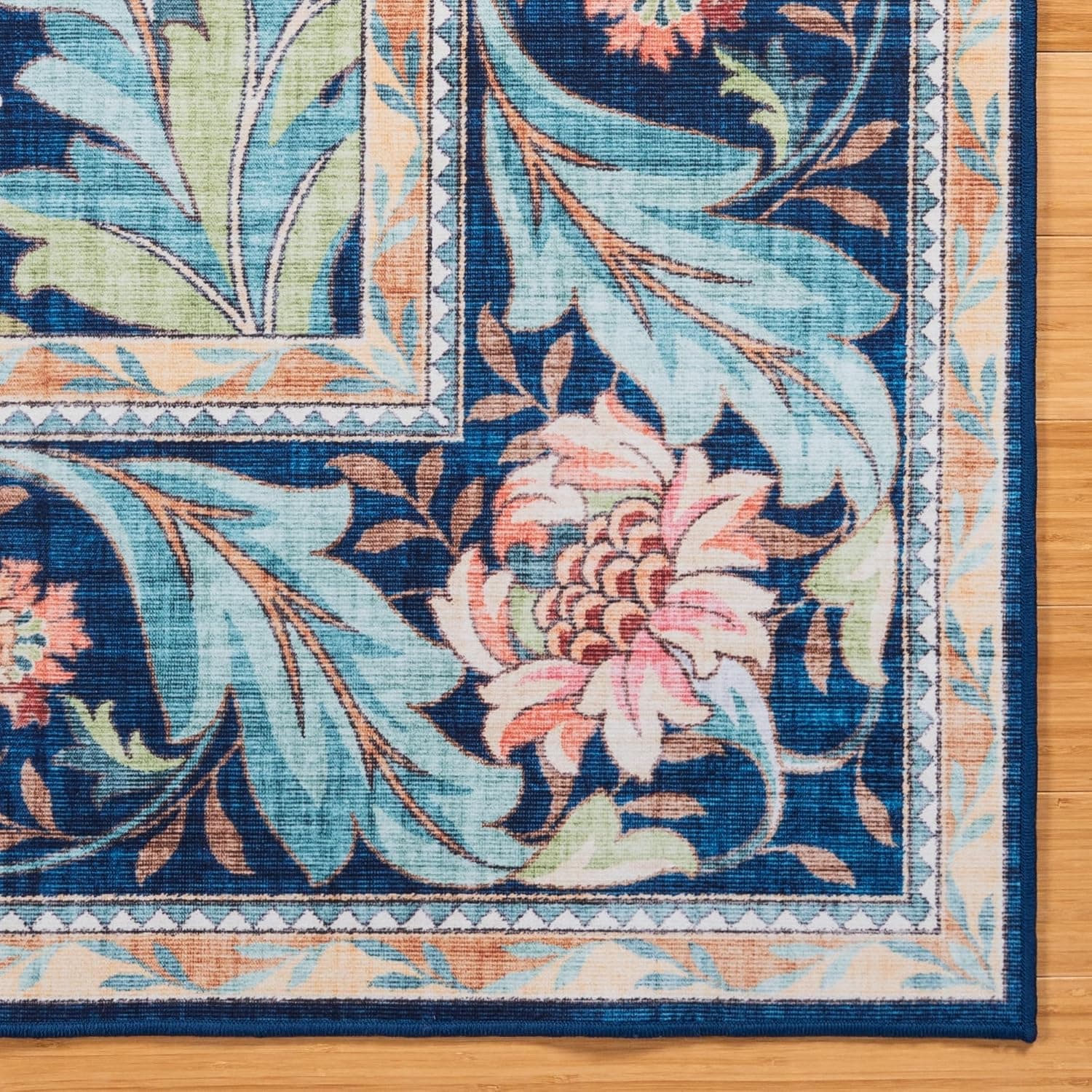 Gertmenian Tapete Boho para ambientes internos | Decoração de casa para entrada, quarto, sala de estar, escritório, cozinha | Tapetes antiderrapantes, macios e estampados | Altair, azul-marinho, 3x5 - Imagem 4