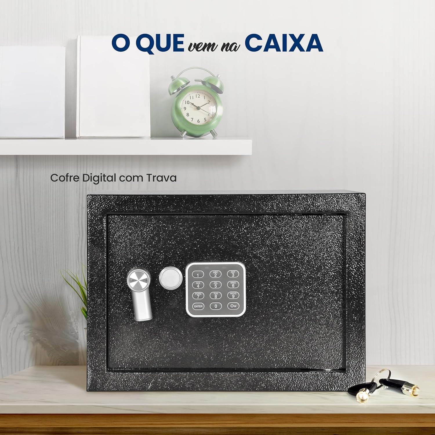 Cofre Digital SereneLife Médio 31cm, Parede de Aço Sólido, Teclado Eletrônico e Chave, Ideal para Escritório, Documentos e Tablets, SLSFE14 - Imagem 3