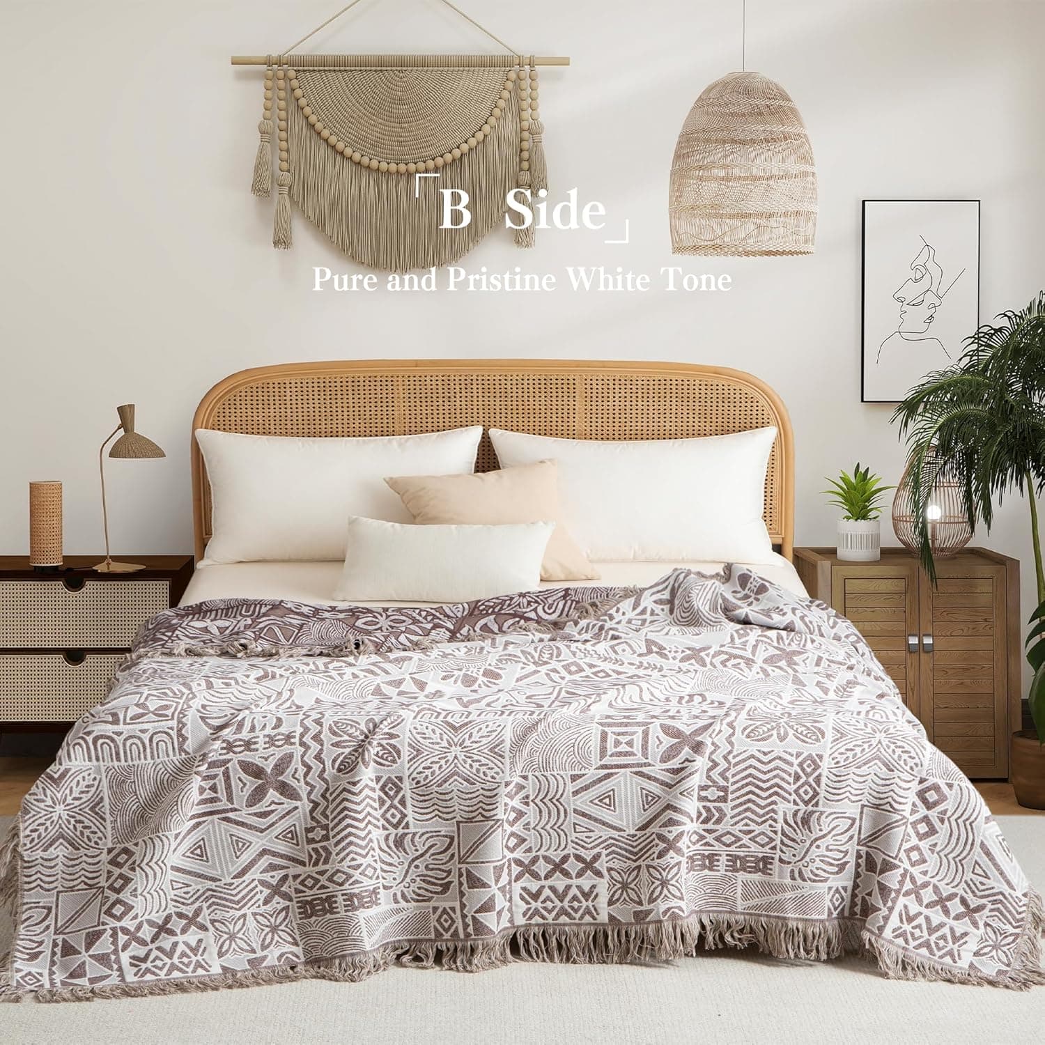 Cobertor Boho Tamanho Solteiro, Cobertor de Colcha de Musselina de Algodão Macio e Confortável para Decoração de Cama, Capa de Sofá com Estampa Floral, Tapeçaria Vintage de Casa de Fazenda, - Imagem 4
