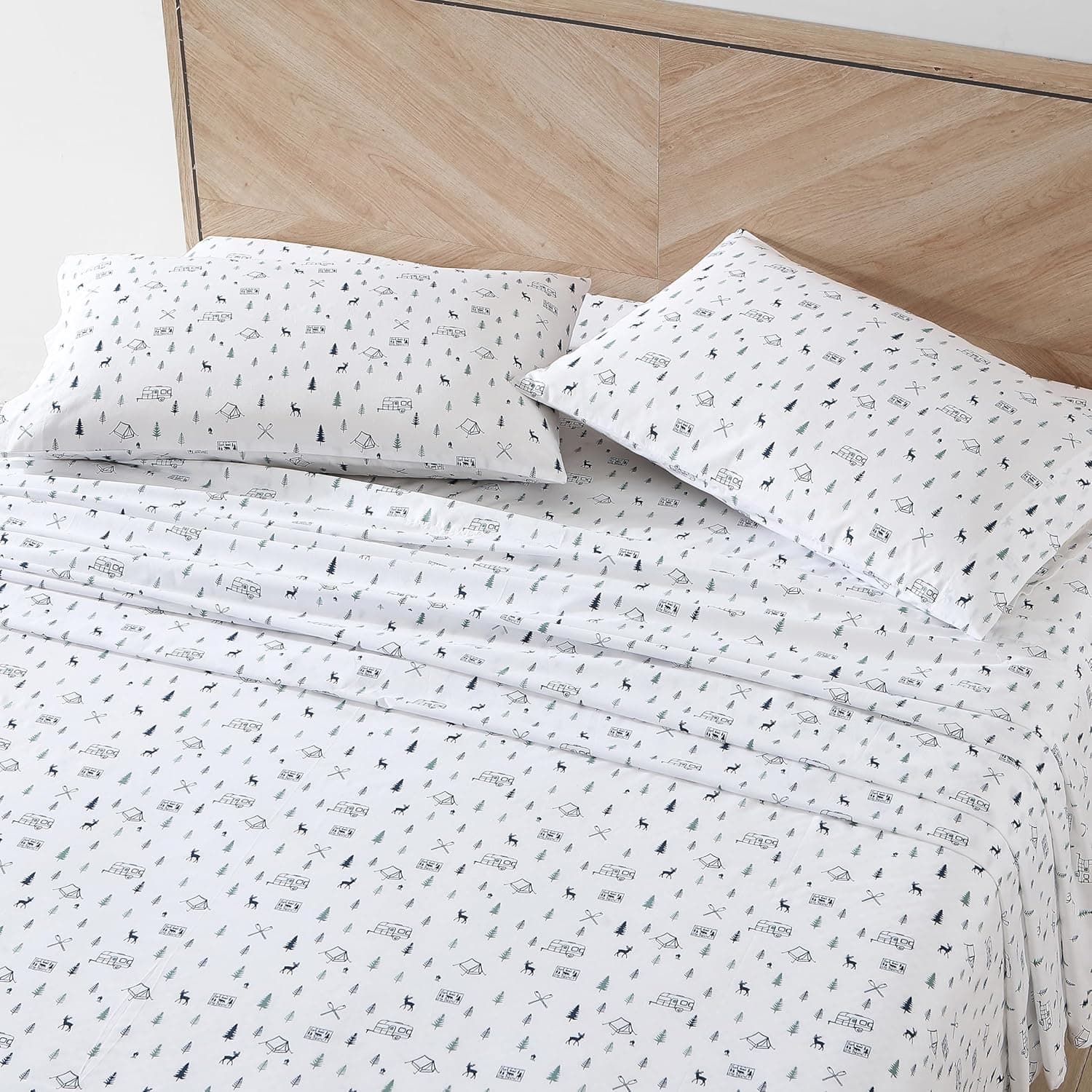 Eddie Bauer - Jogo de lençol de solteiro, lençóis de algodão percal, lençóis de cama nítidos e legais, essenciais para dormitório ideal (ampout azul escuro, solteiro) - Imagem 3