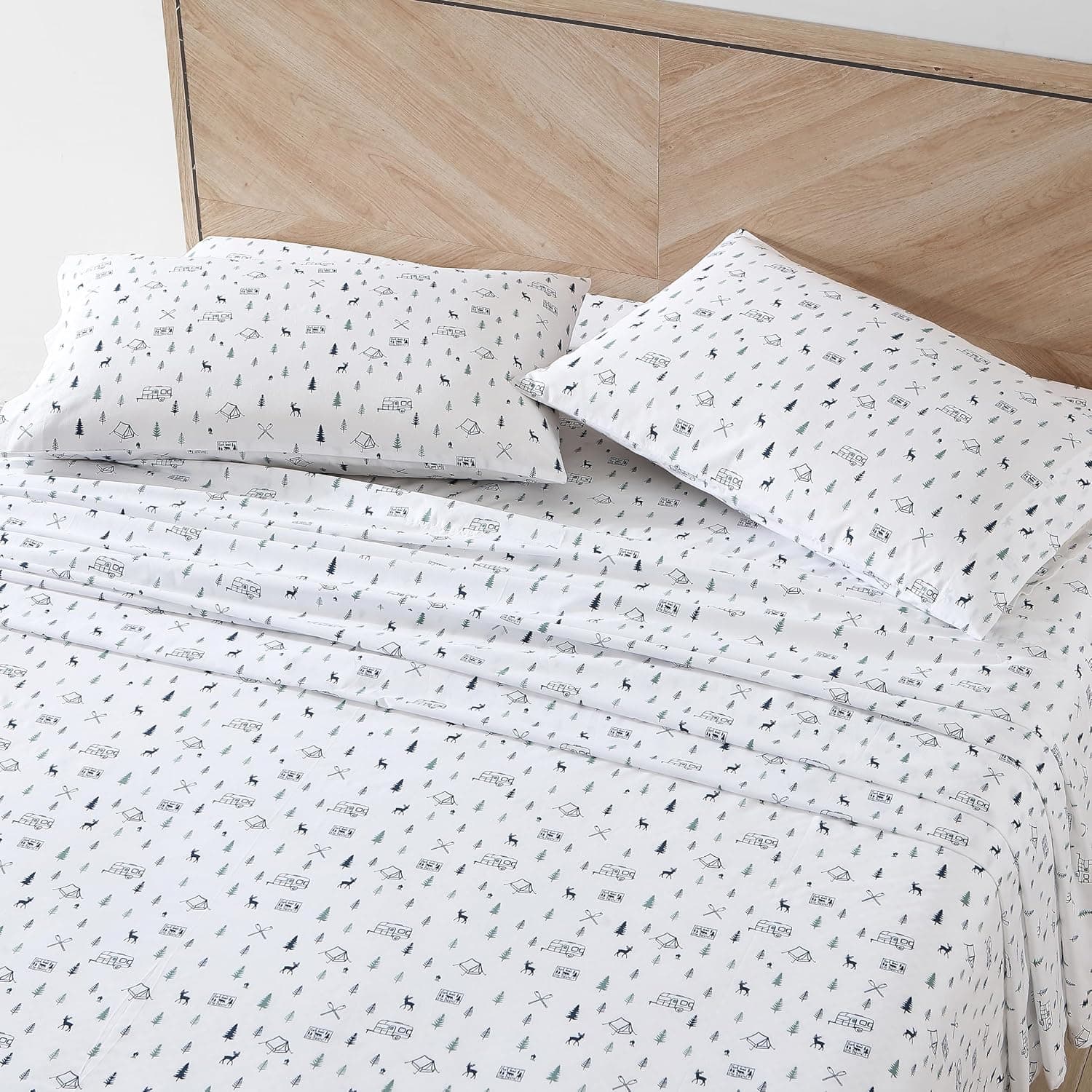 Eddie Bauer - Jogo de lençol de solteiro, lençóis de algodão percal, lençóis de cama nítidos e legais, essenciais para dormitório ideal (ampout azul escuro, solteiro) - Imagem 3