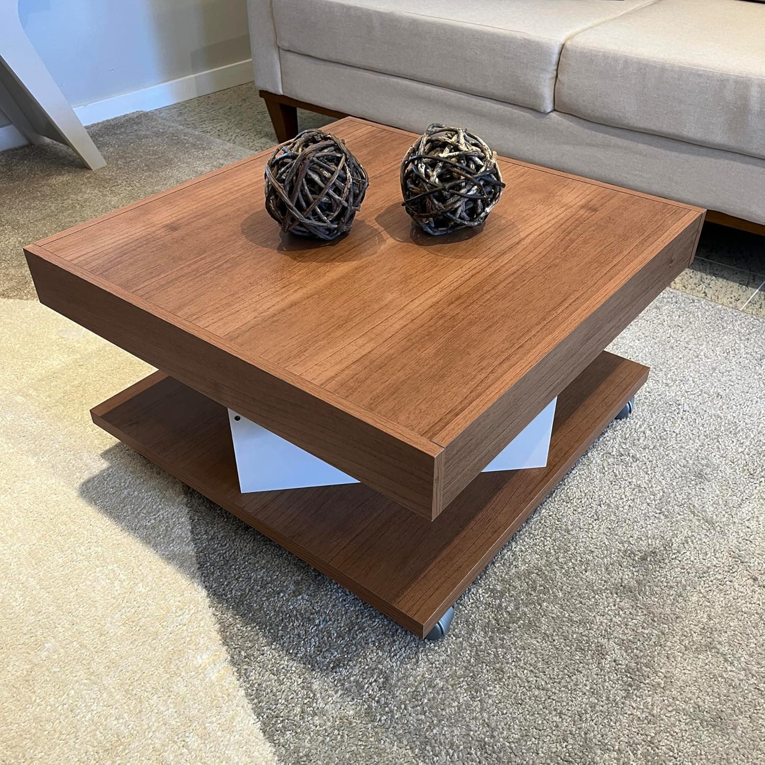 Mesa de Centro com rodizios SAARA cor Cinamomo/Off White - Artely - Imagem 4